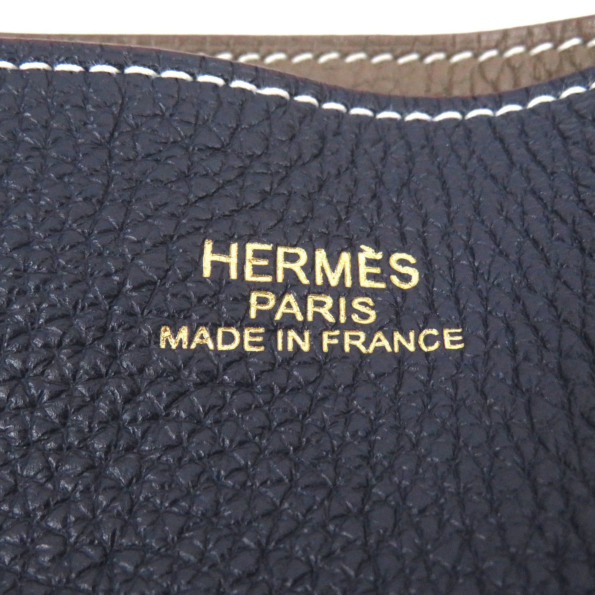 Hermes HERMES Double Sens 45 Taurillon Clemence Leather Tote Bag, Etoupe Blue Nuit, U Stamp, with Box and Dust Made in France, Men's Size ONE SIZE - 10 Thumbnail