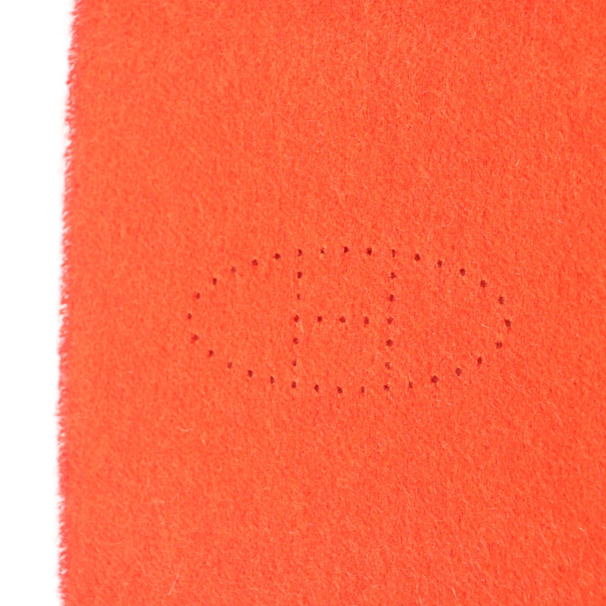 Hermes HERMES 100% Cashmere ROUGE PAVOT CAPUCINE Reversible Scarf with H Logo, Perforated Fringe, Comes Box, Made in Italy, Women's. Size ONE SIZE - 7 Thumbnail
