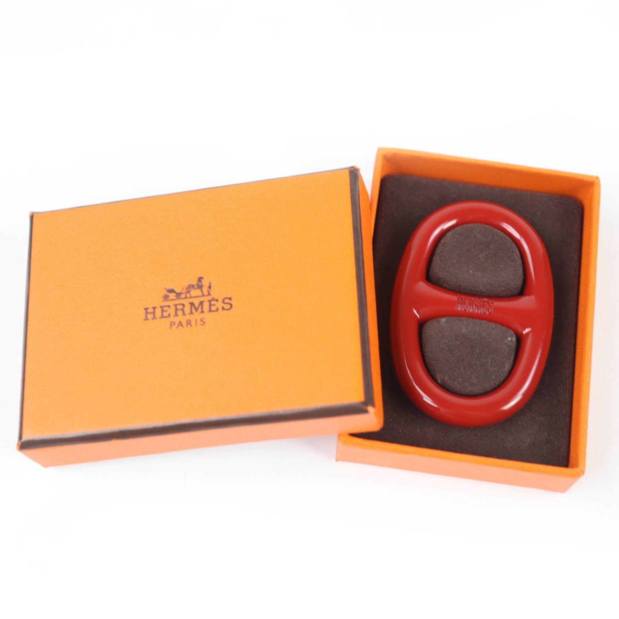 Hermes Hermes Metal Logo Chaine d'Ancre Scarf Ring Red with Box Women's Size ONE SIZE - 2 Thumbnail