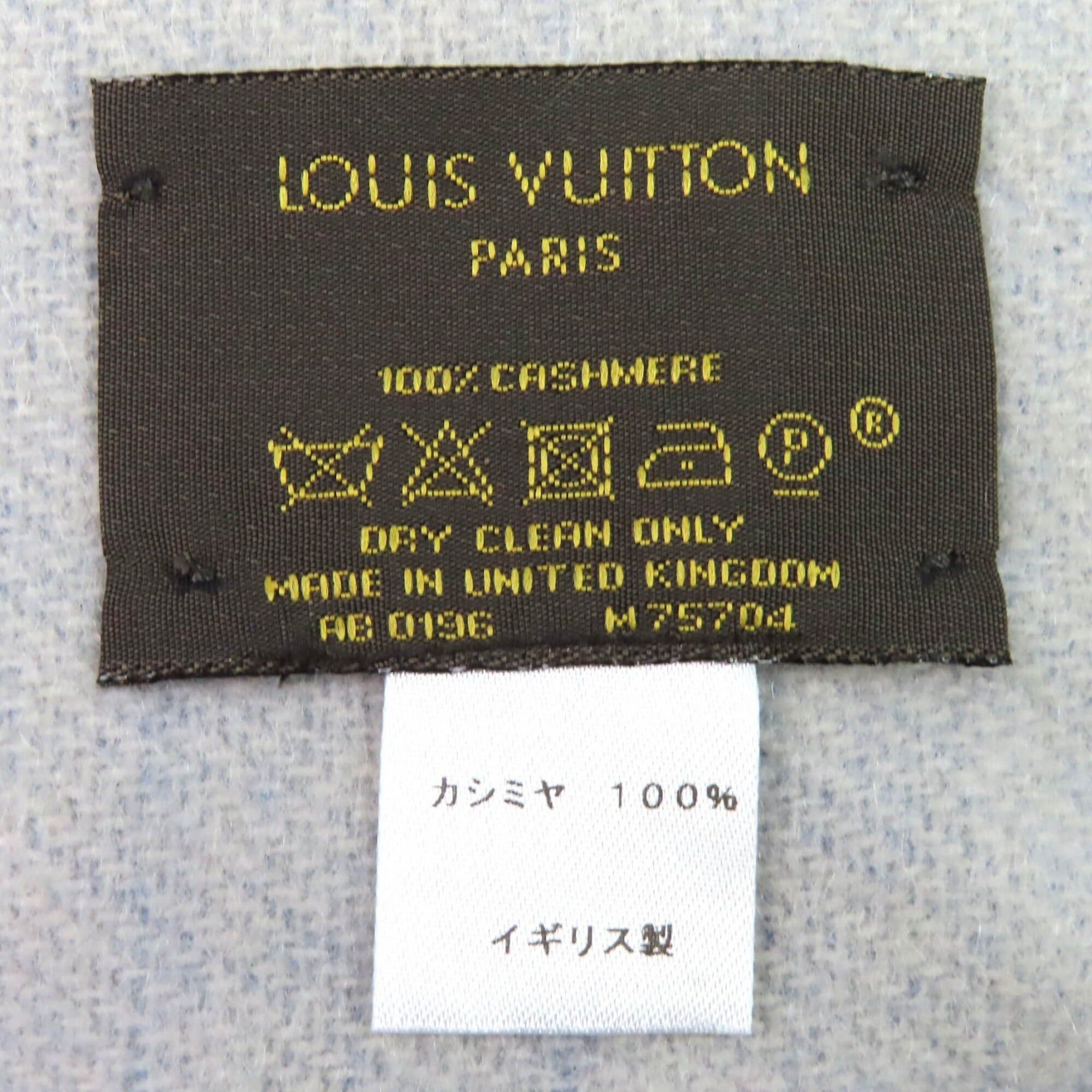 Louis Vuitton LOUIS VUITTON M75704 Echarpe Reykjavik 100% Cashmere Monogram Fringe Shawl Scarf Blue Made in England Authentic Women's Size ONE SIZE - 7 Thumbnail