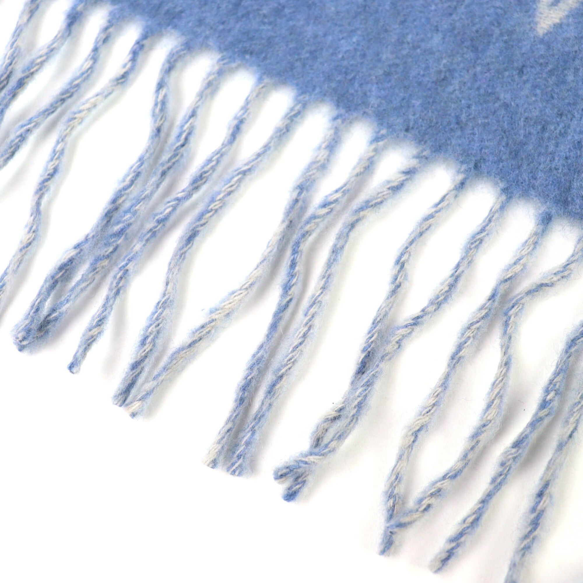 Louis Vuitton LOUIS VUITTON M75704 Echarpe Reykjavik 100% Cashmere Monogram Fringe Shawl Scarf Blue Made in England Authentic Women's Size ONE SIZE - 5 Thumbnail