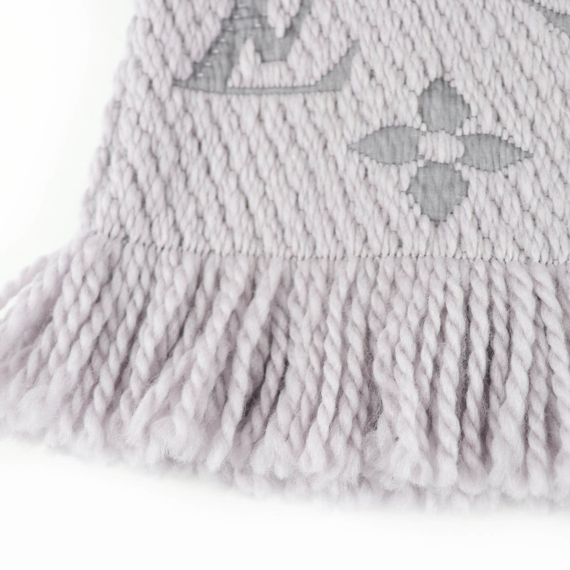 Louis Vuitton LOUIS VUITTON M74742 Echarpe Logomania Wool Silk Gris Perle Fringe Scarf with Box, Made in Italy, Authentic, Women's Size ONE SIZE - 6 Thumbnail