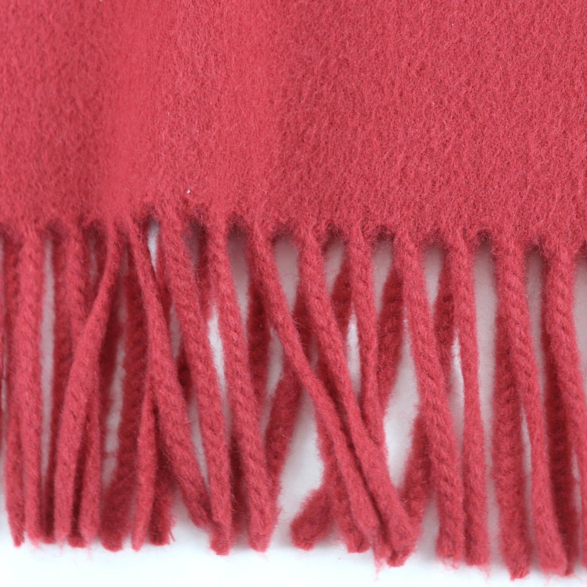 Hermes HERMES 100% Cashmere Logo Embroidered Fringe Large Stole/Scarf, Red, Made in Scotland, Women's Size ONE SIZE - 7 Thumbnail