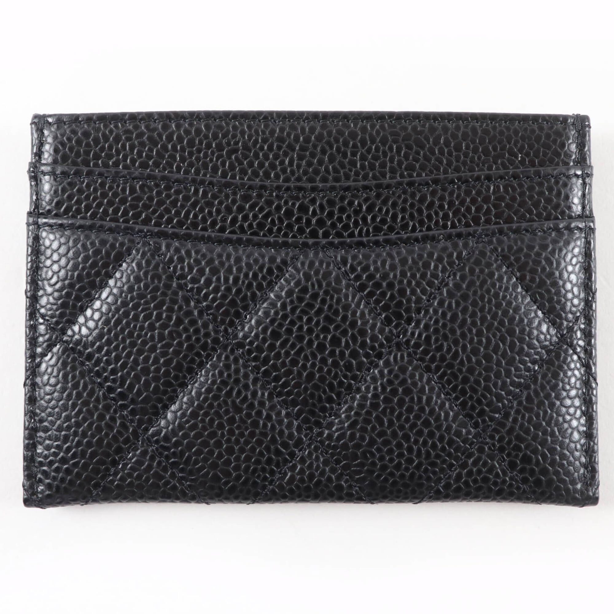 Chanel Chanel Caviar Skin Coco Mark Matelassé Business Card Holder/Card Case/Pass Case Black Gold Hardware Made in Italy Women's Size ONE SIZE - 3 Thumbnail