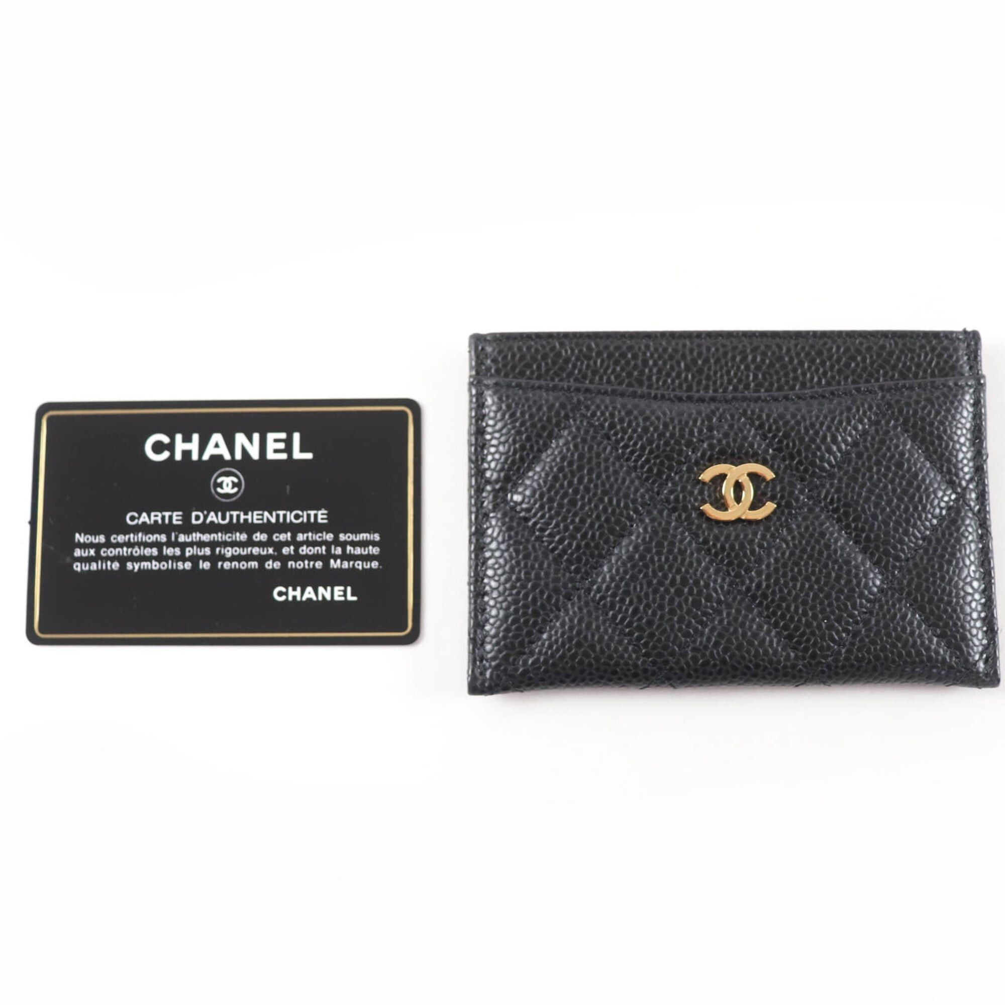 Chanel Chanel Caviar Skin Coco Mark Matelassé Business Card Holder/Card Case/Pass Case Black Gold Hardware Made in Italy Women's Size ONE SIZE - 2 Thumbnail