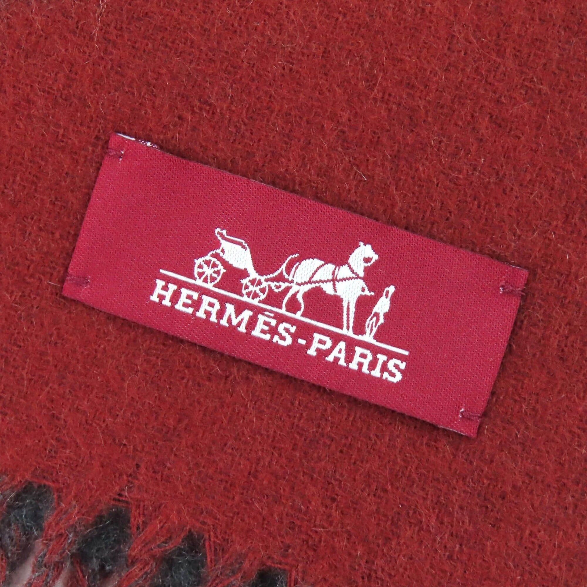 Hermes HERMES Grand Mall 100% Cashmere Fringe Scarf, Bi-color Brown & Gray, with Box, Made in England, Men's Women's. Size ONE SIZE - 7 Thumbnail