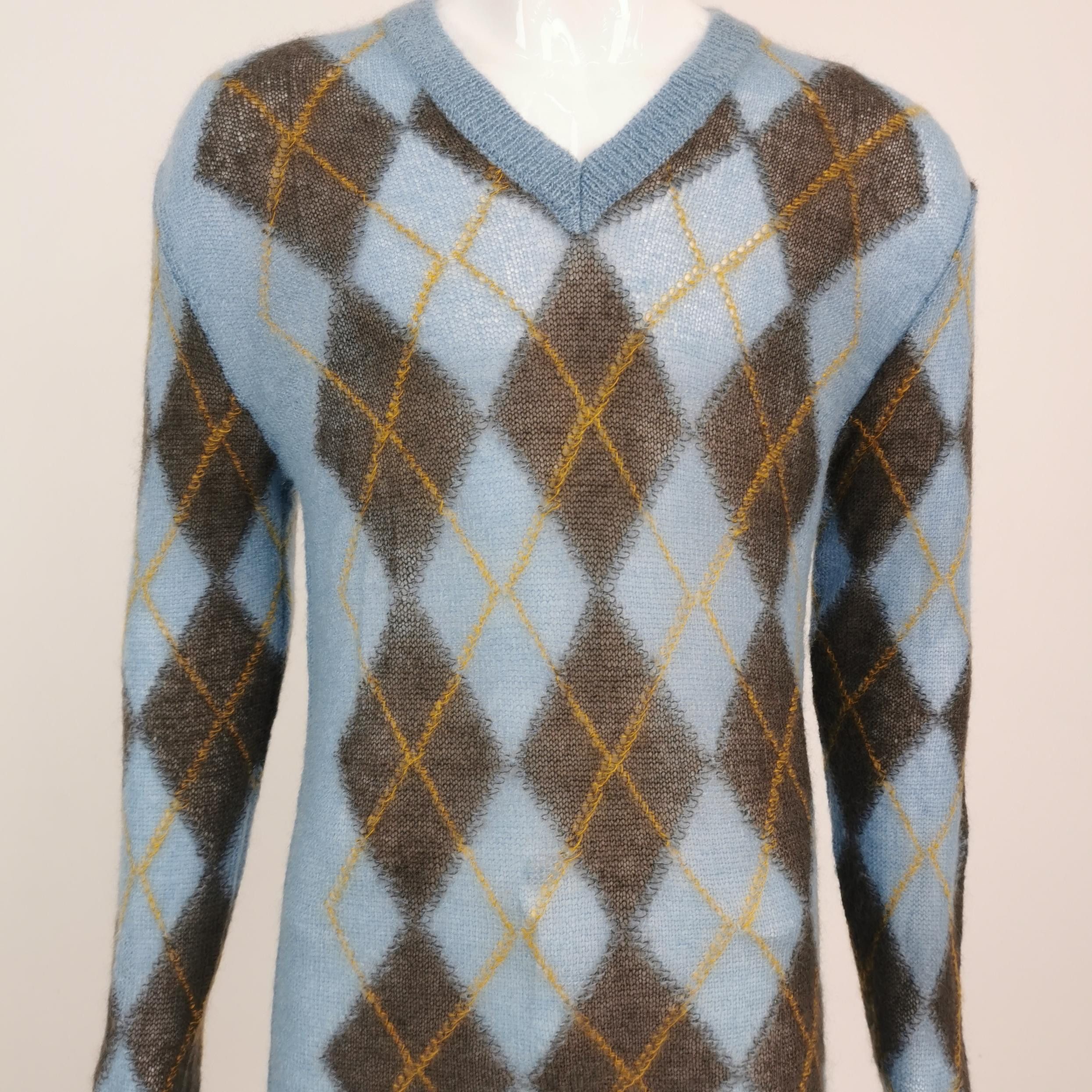 Marni Marni Argyle Mohair Blend V-Neck Sweater IT 54 Size US L / EU 52-54 / 3 - 3 Thumbnail