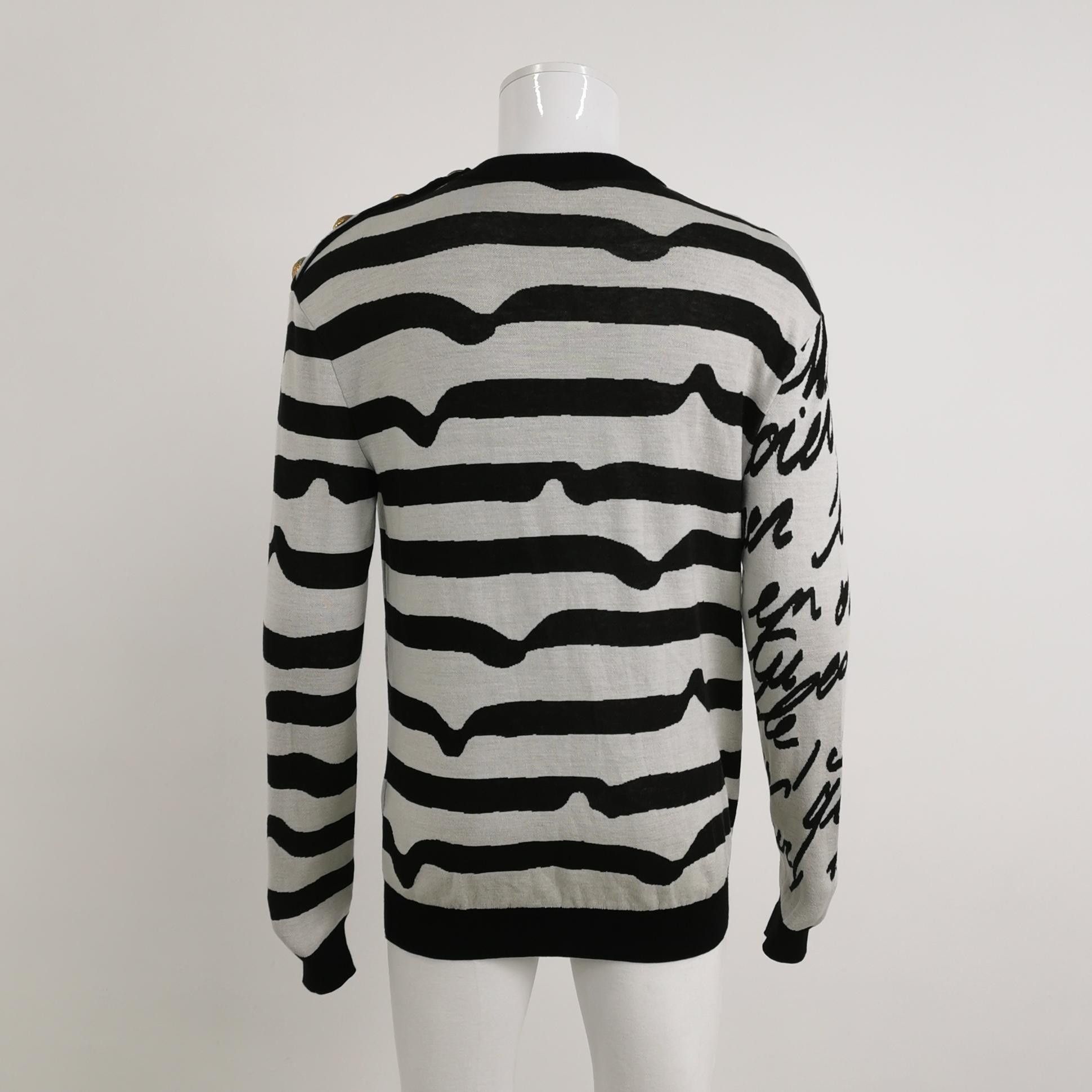 Balmain Balmain Striped Script Knit Sweater Size S Size US S / EU 44-46 / 1 - 2 Thumbnail