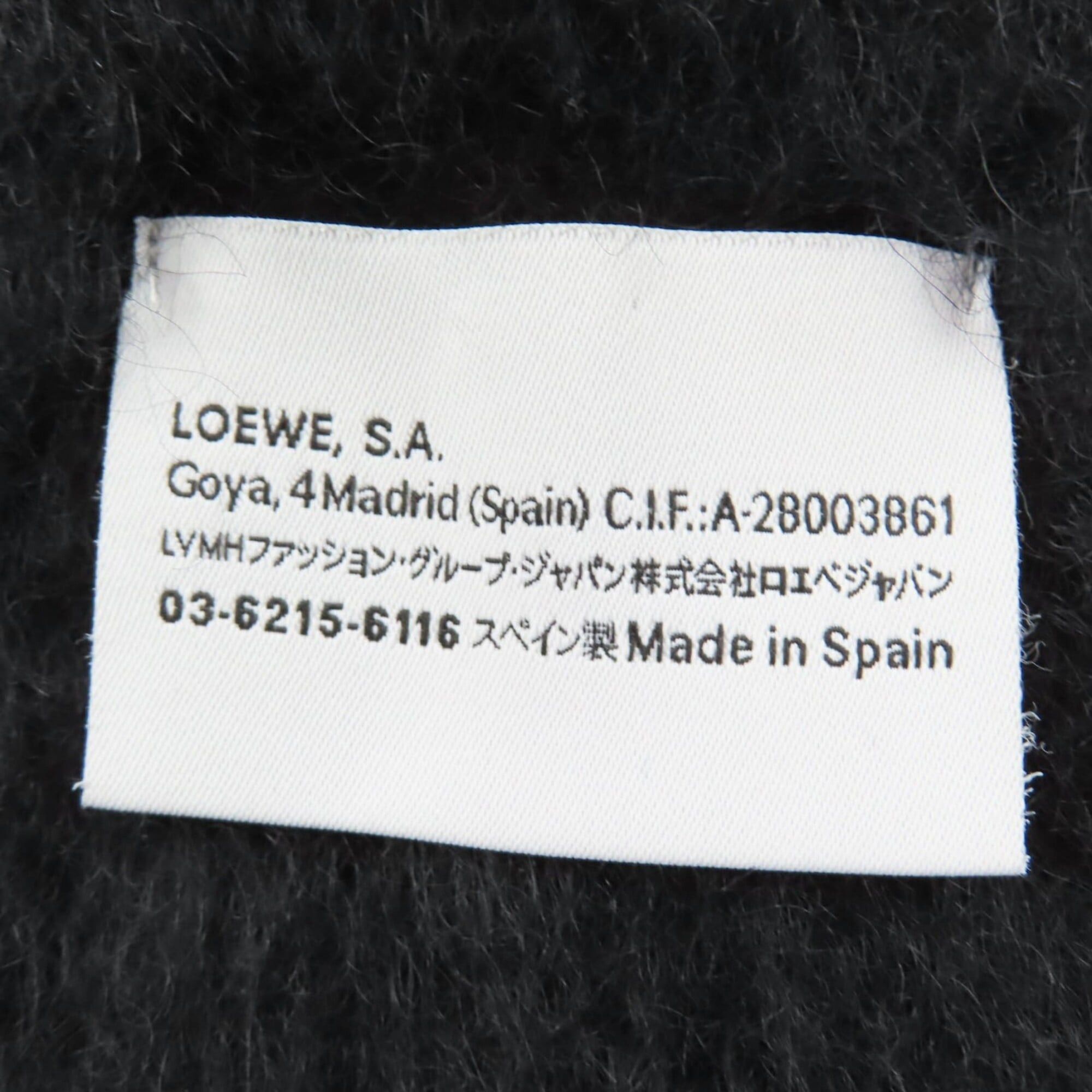 Loewe LOEWE Mohair Wool Anagram Leather Patch Fringe Scarf, Black, Made in Spain, Authentic, Women's Size ONE SIZE - 6 Thumbnail