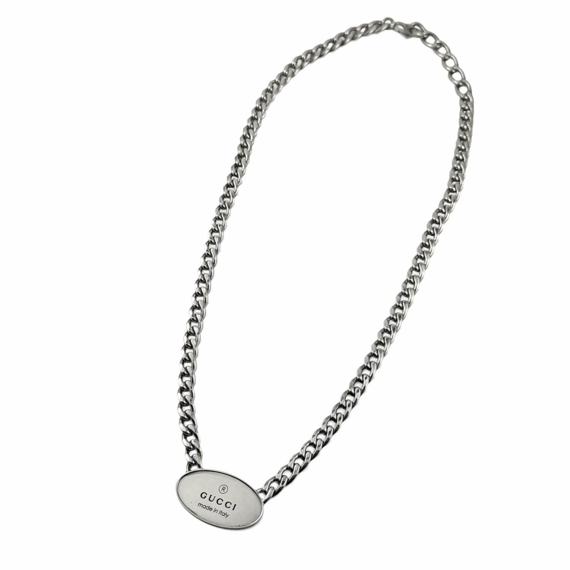 Gucci GUCCI 797142 Trademark Oval Plate Chain AG925 Necklace, Silver, Made in Italy, Weight 47.56g, Men's Size ONE SIZE - 3 Thumbnail