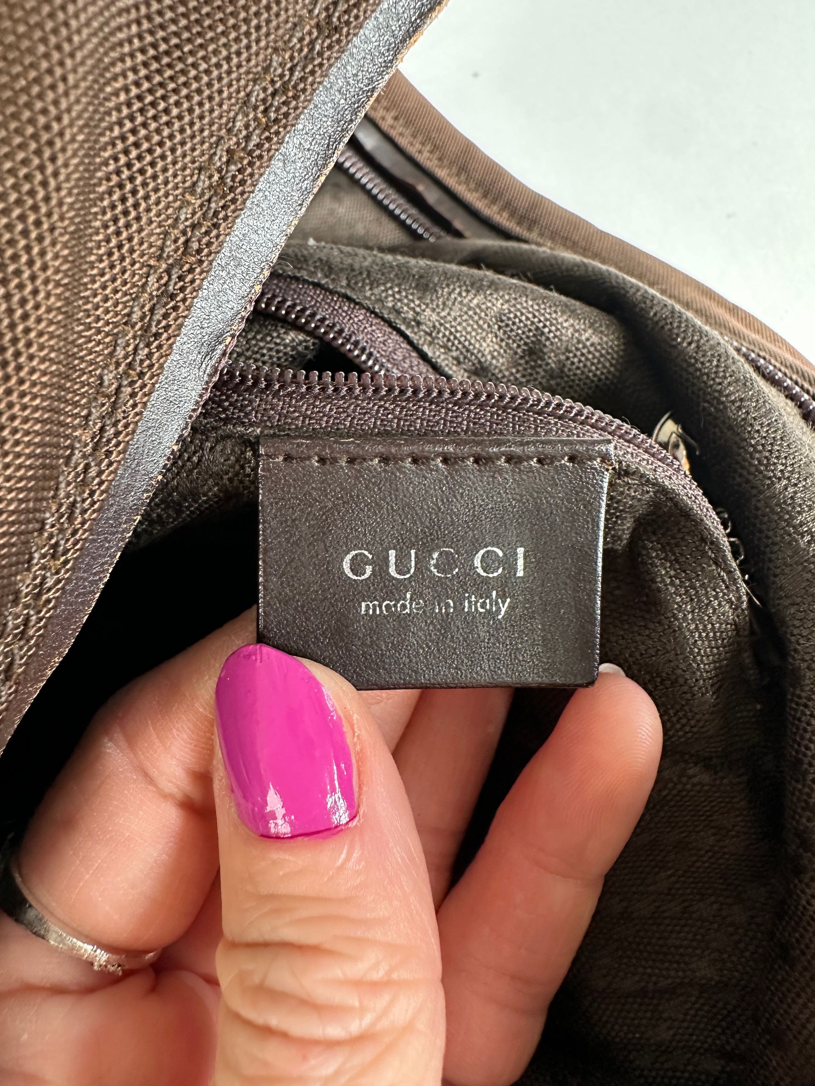 Gucci Vintage Canvas Leather Slouchy Hobo Handbag Brown Size ONE SIZE - 6 Thumbnail