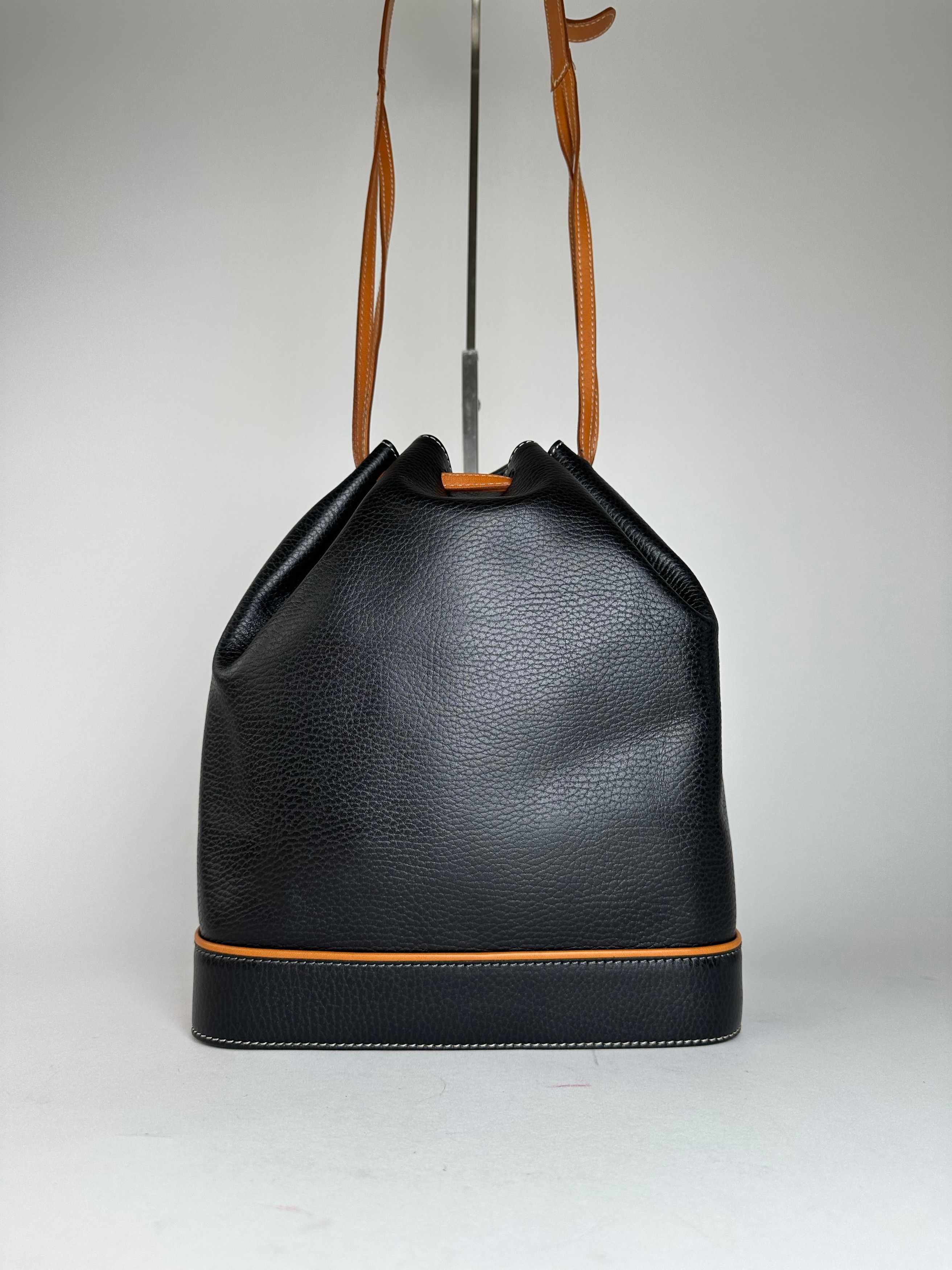 Courreges Vintage Courrèges AC Logo Leather Bucket Bag Black Cognac Size ONE SIZE - 2 Thumbnail