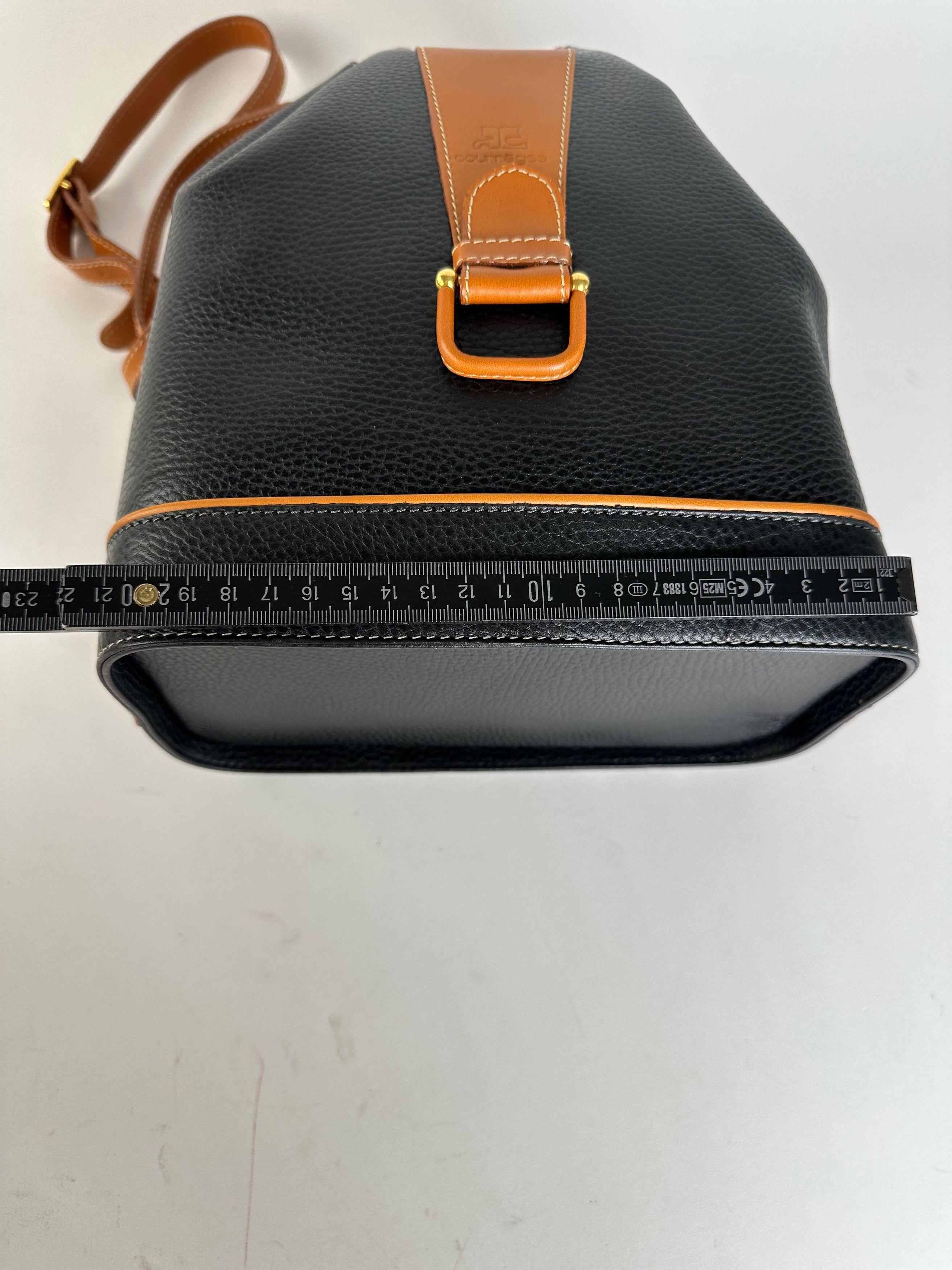 Courreges Vintage Courrèges AC Logo Leather Bucket Bag Black Cognac Size ONE SIZE - 13 Thumbnail
