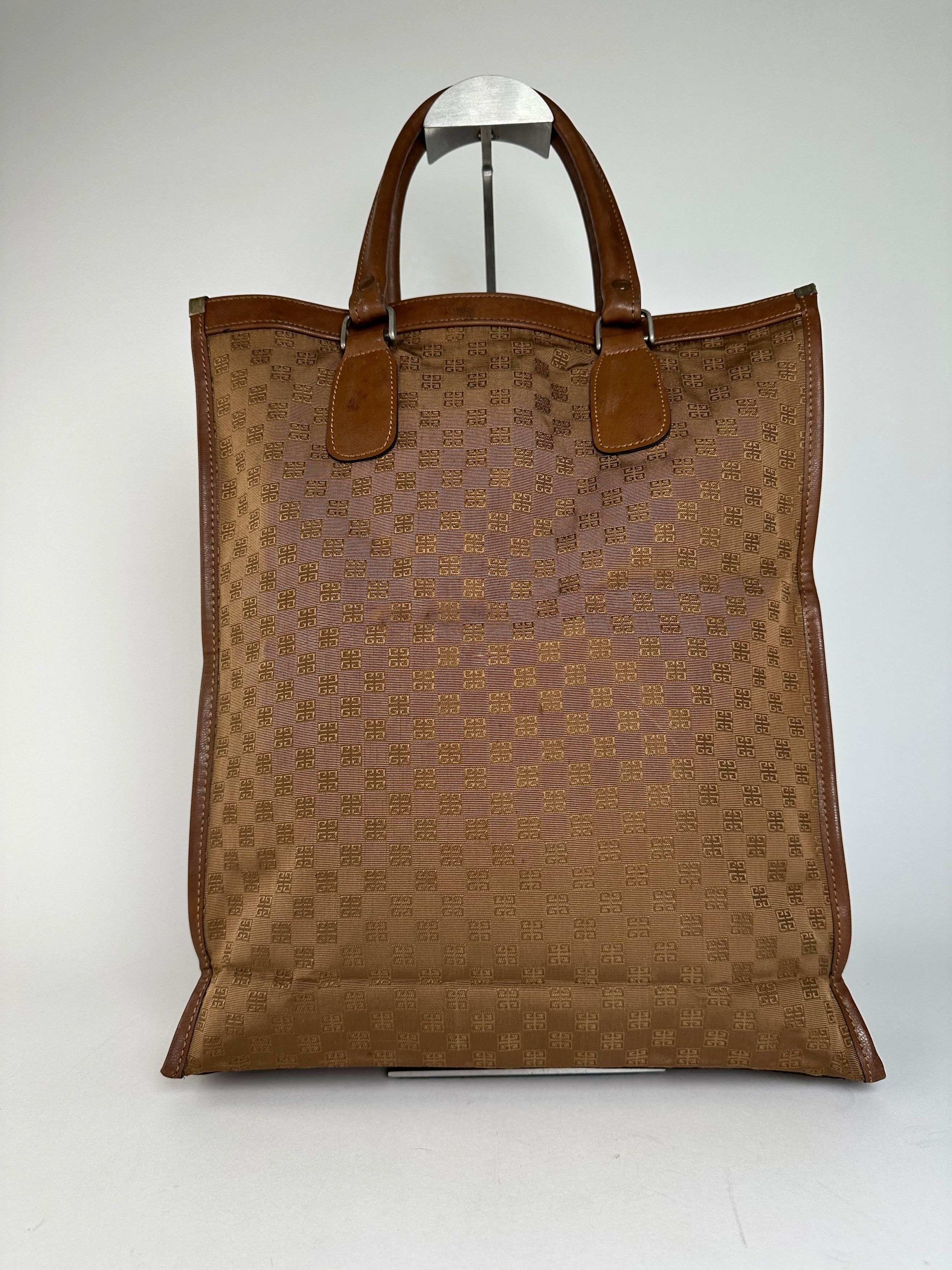 Givenchy Vintage 4G Monogram Canvas Leather Tote Bag Brown Size ONE SIZE - 9 Thumbnail
