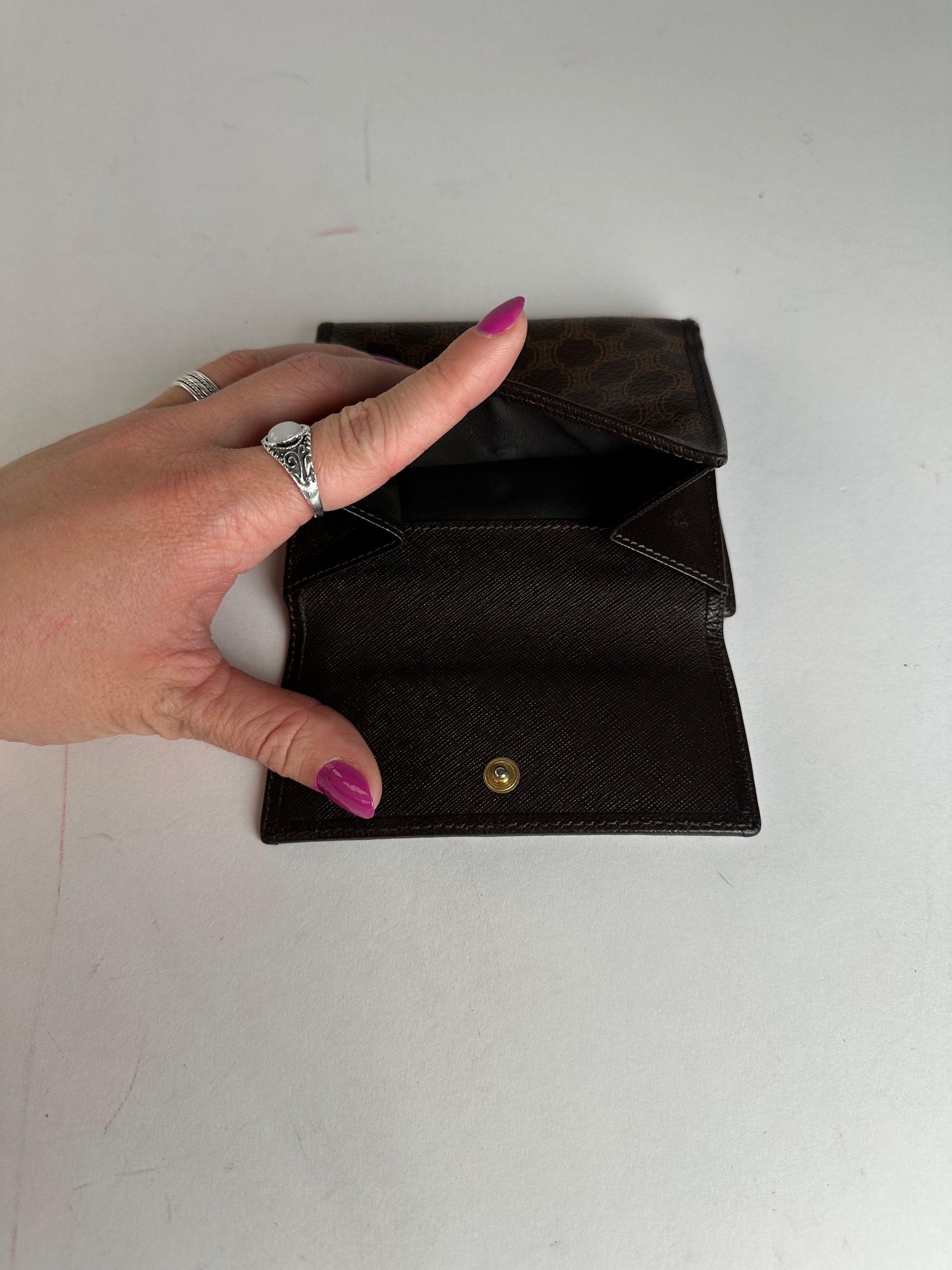 Celine Vintage Triomphe Monogram Coated Canvas Bifold Wallet Brown Size ONE SIZE - 6 Thumbnail