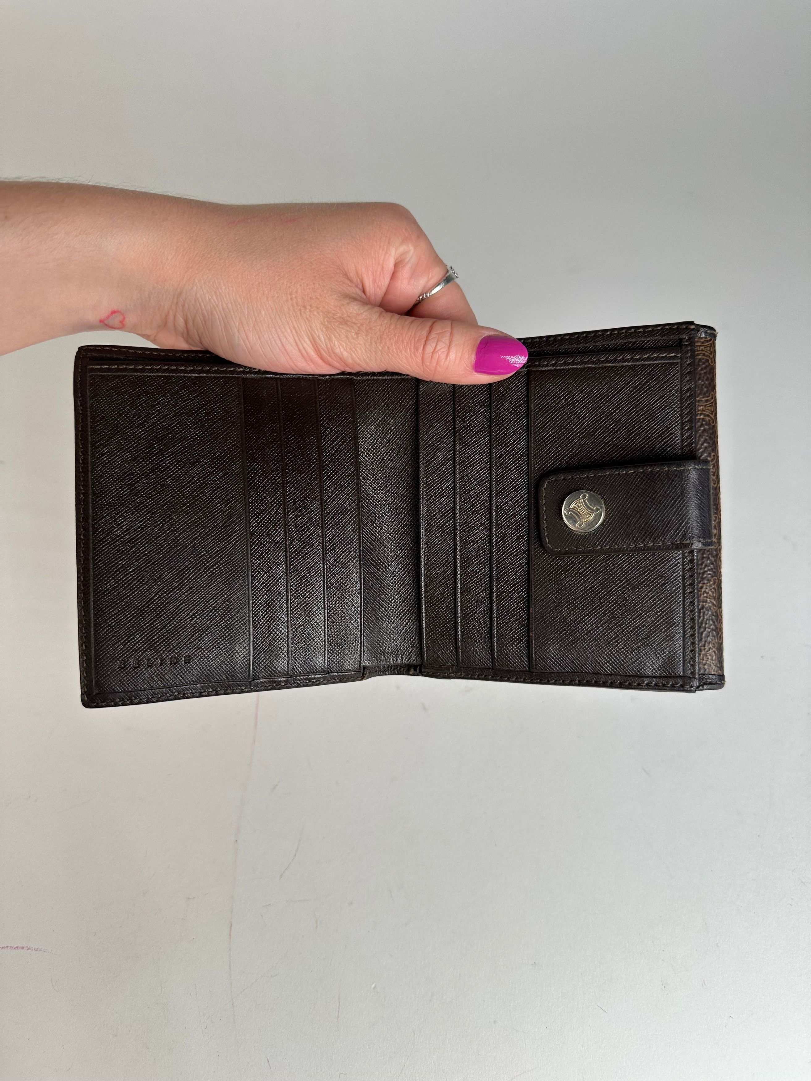Celine Vintage Triomphe Monogram Coated Canvas Bifold Wallet Brown Size ONE SIZE - 3 Thumbnail