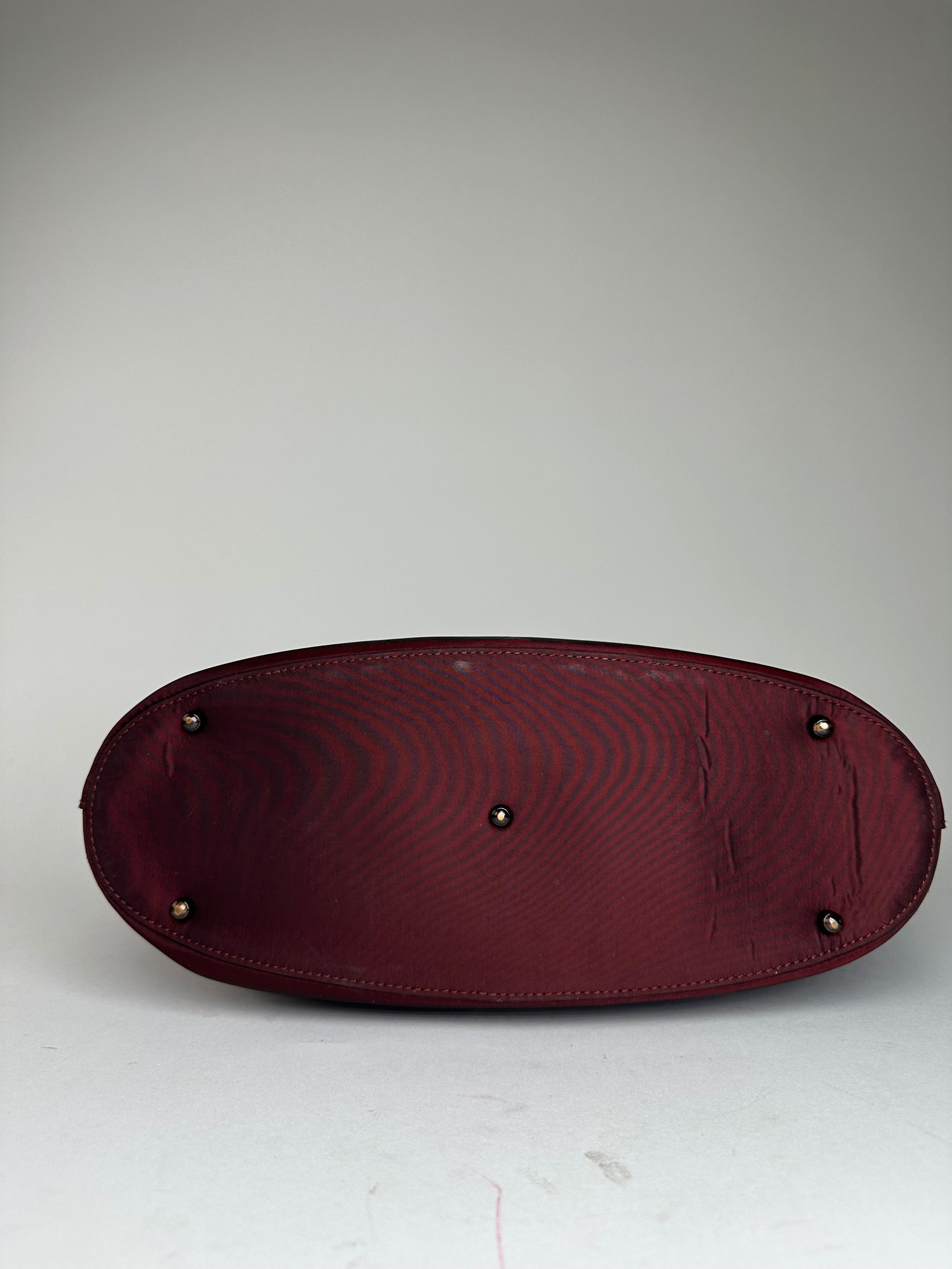 Gucci Vintage Satin Cut-Out Handle Tote Bag Burgundy Size ONE SIZE - 5 Thumbnail