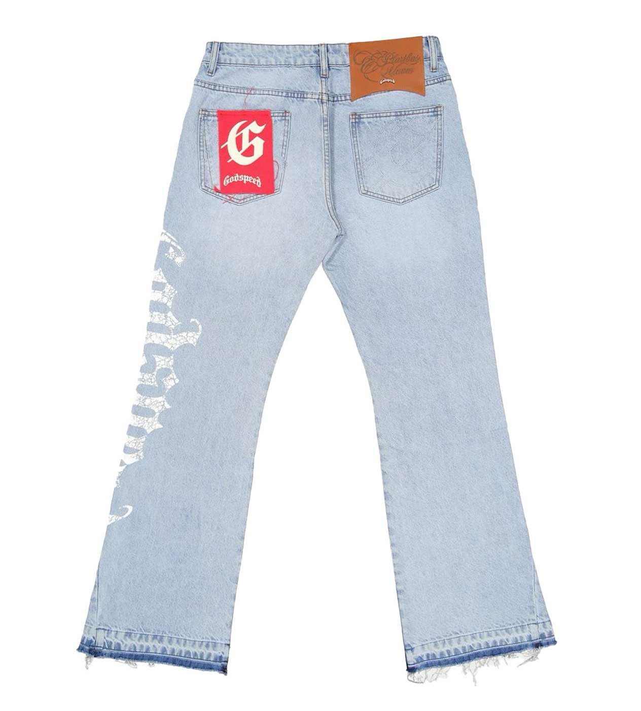 Godspeed OG Logo Flared Denim Printed Blue Size US 38 / EU 54 - 2 Thumbnail