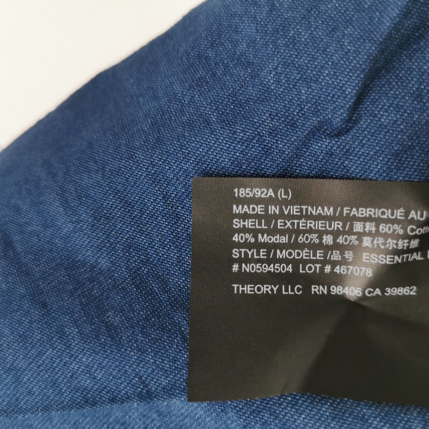 Theory Theory Indigo Cotton Modal Pocket T-Shirt Size L Size US L / EU 52-54 / 3 - 6 Thumbnail