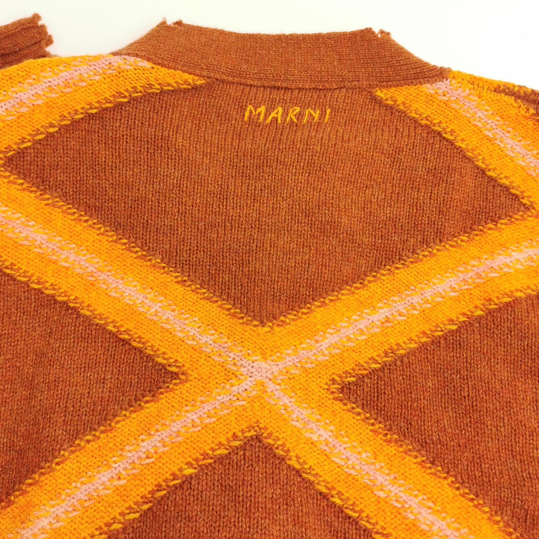Marni Marni Distressed Geometric Wool Cardigan Size 52 Size US L / EU 52-54 / 3 - 3 Thumbnail