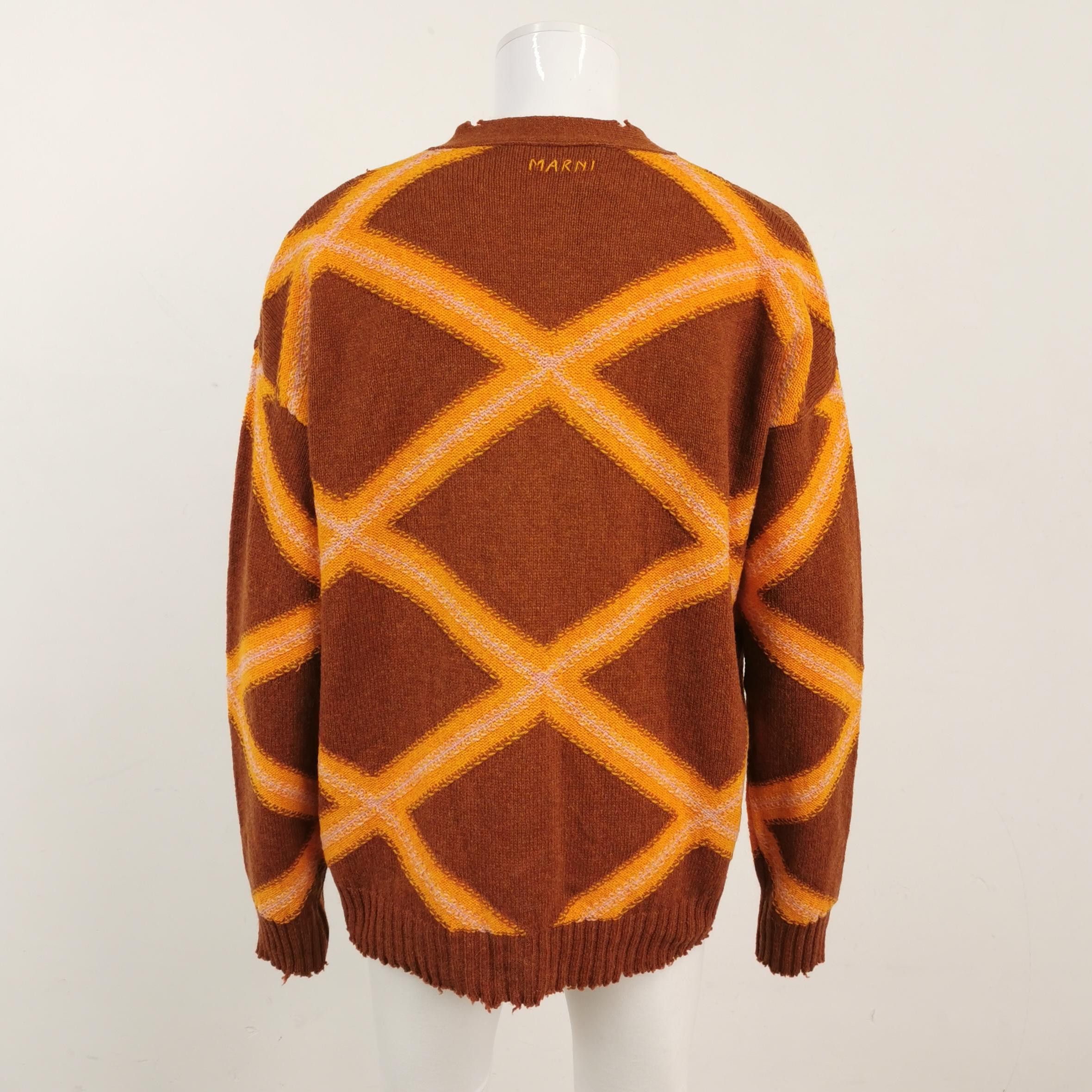 Marni Marni Distressed Geometric Wool Cardigan Size 52 Size US L / EU 52-54 / 3 - 2 Thumbnail