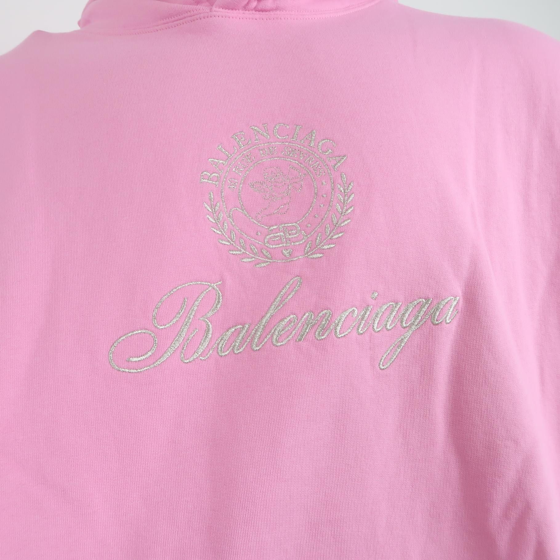 Balenciaga Balenciaga Pink Logo Embroidered Hoodie Size L Size US L / EU 52-54 / 3 - 3 Thumbnail