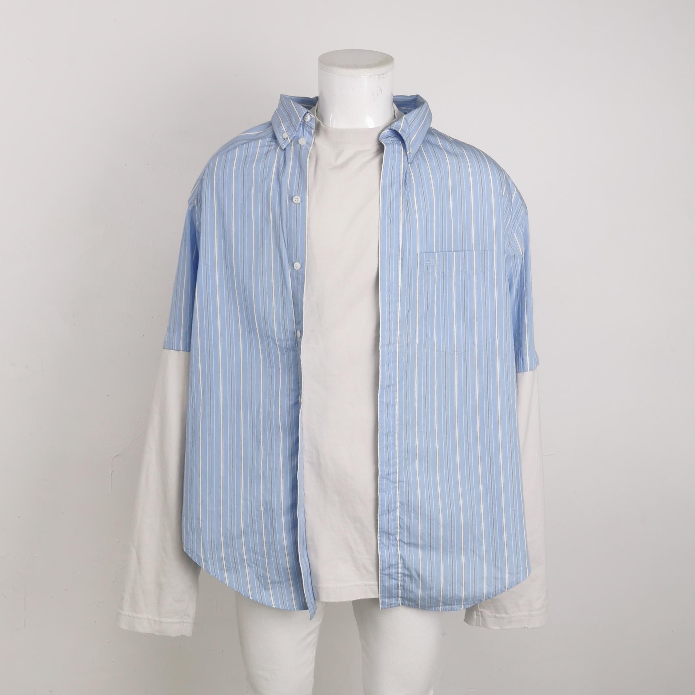 Balenciaga Balenciaga Striped Layered Sleeve Shirt 3 Size US L / EU 52-54 / 3 - 3 Thumbnail
