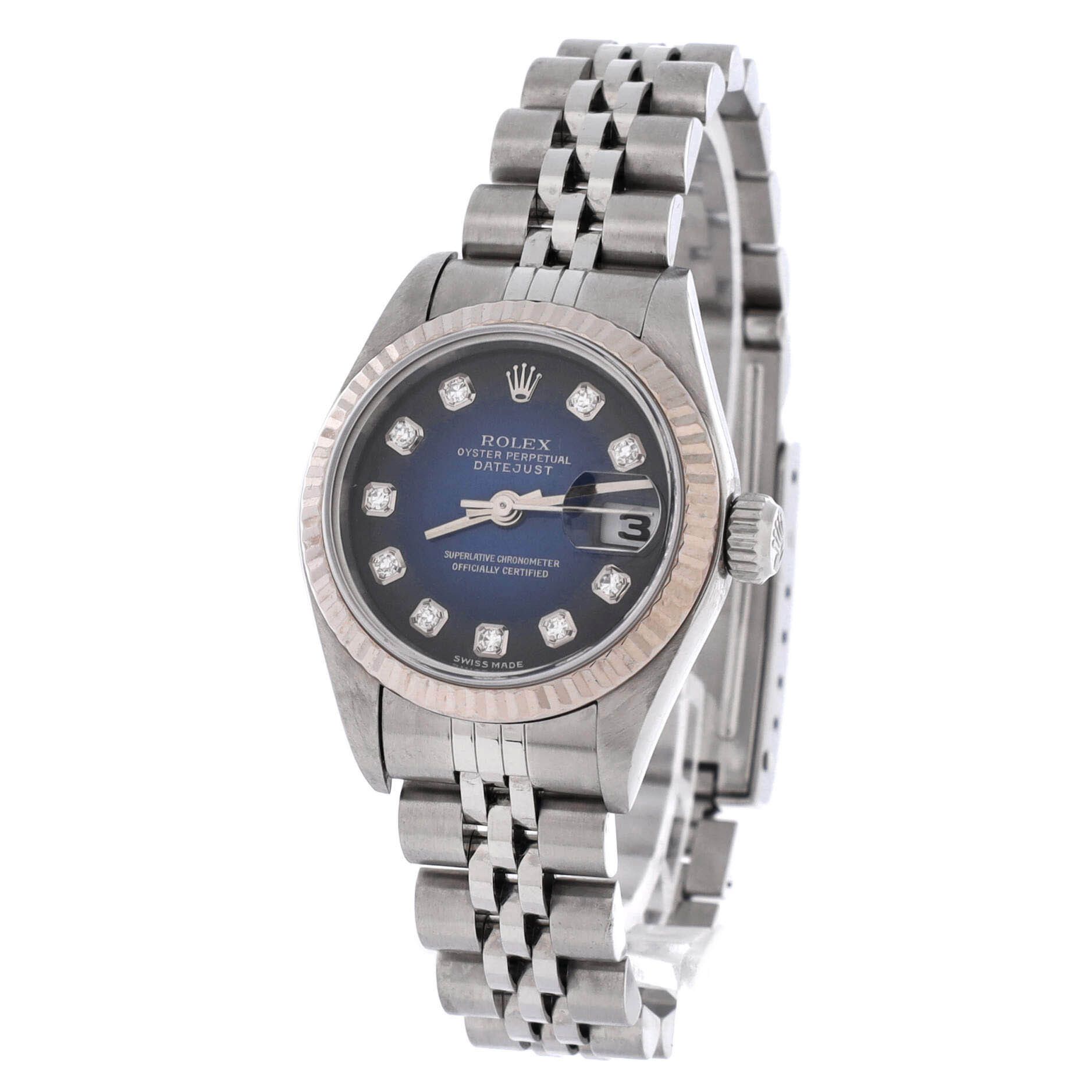 Rolex Oyster perpetual datejust automatic watch stainless steel and white gold with diamond markers 26 Size ONE SIZE - 3 Thumbnail