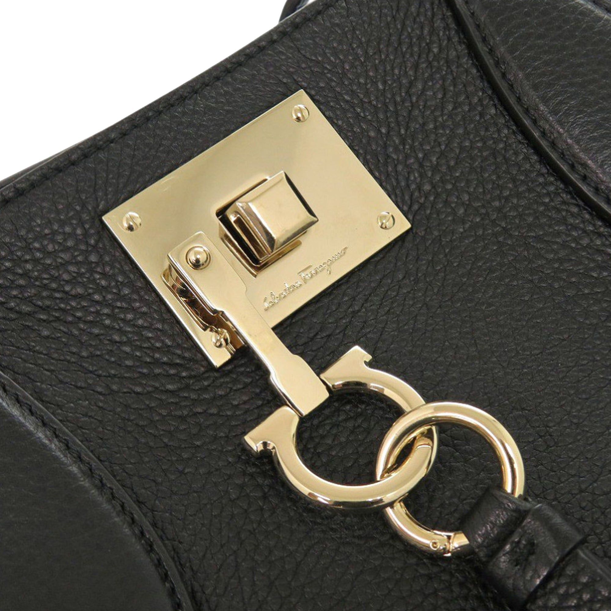 Salvatore Ferragamo Grained Calfskin Studded Gancini Tote Size ONE SIZE - 8 Thumbnail