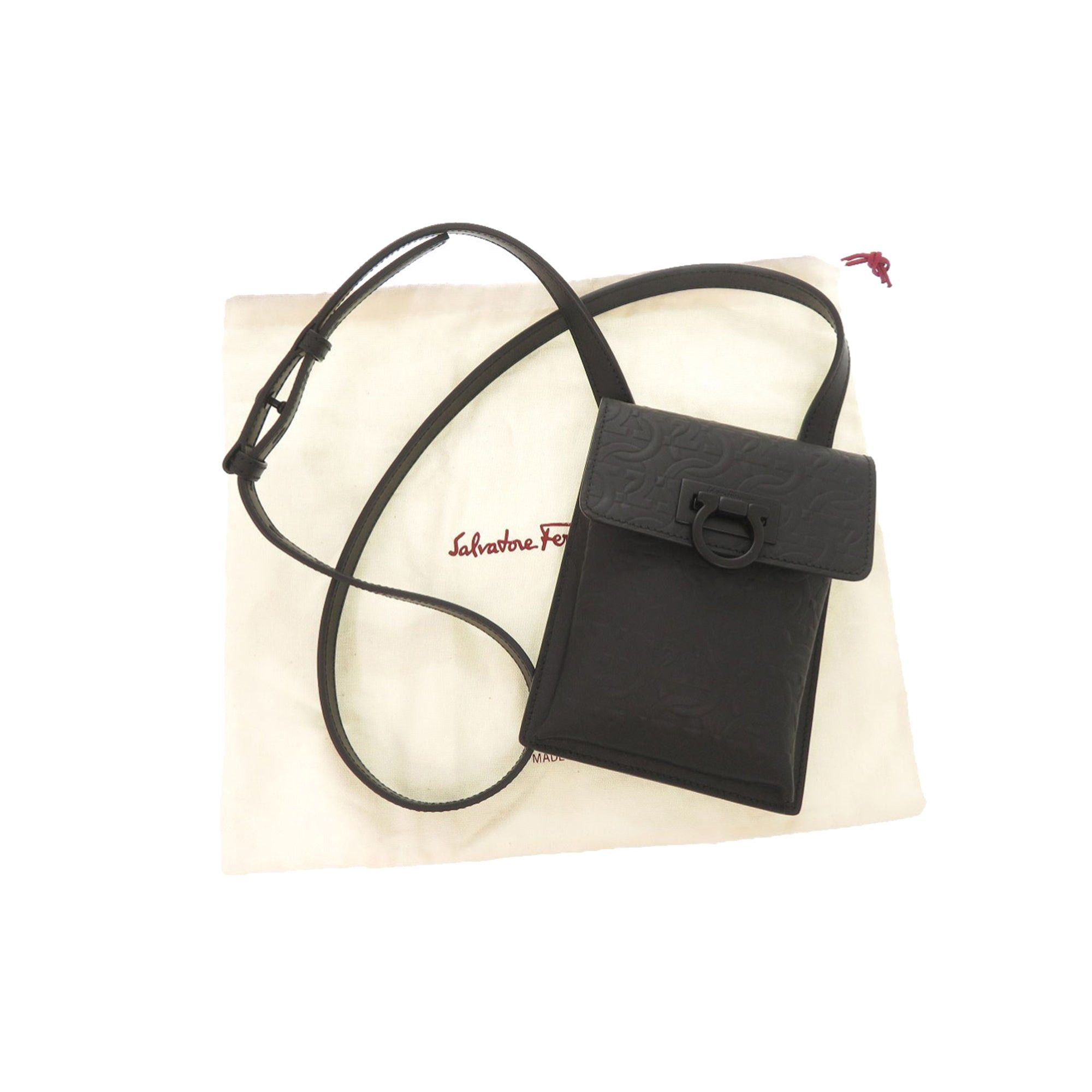 Salvatore Ferragamo Gancini Embossed Leather Phone Pouch Crossbody Size ONE SIZE - 18 Thumbnail