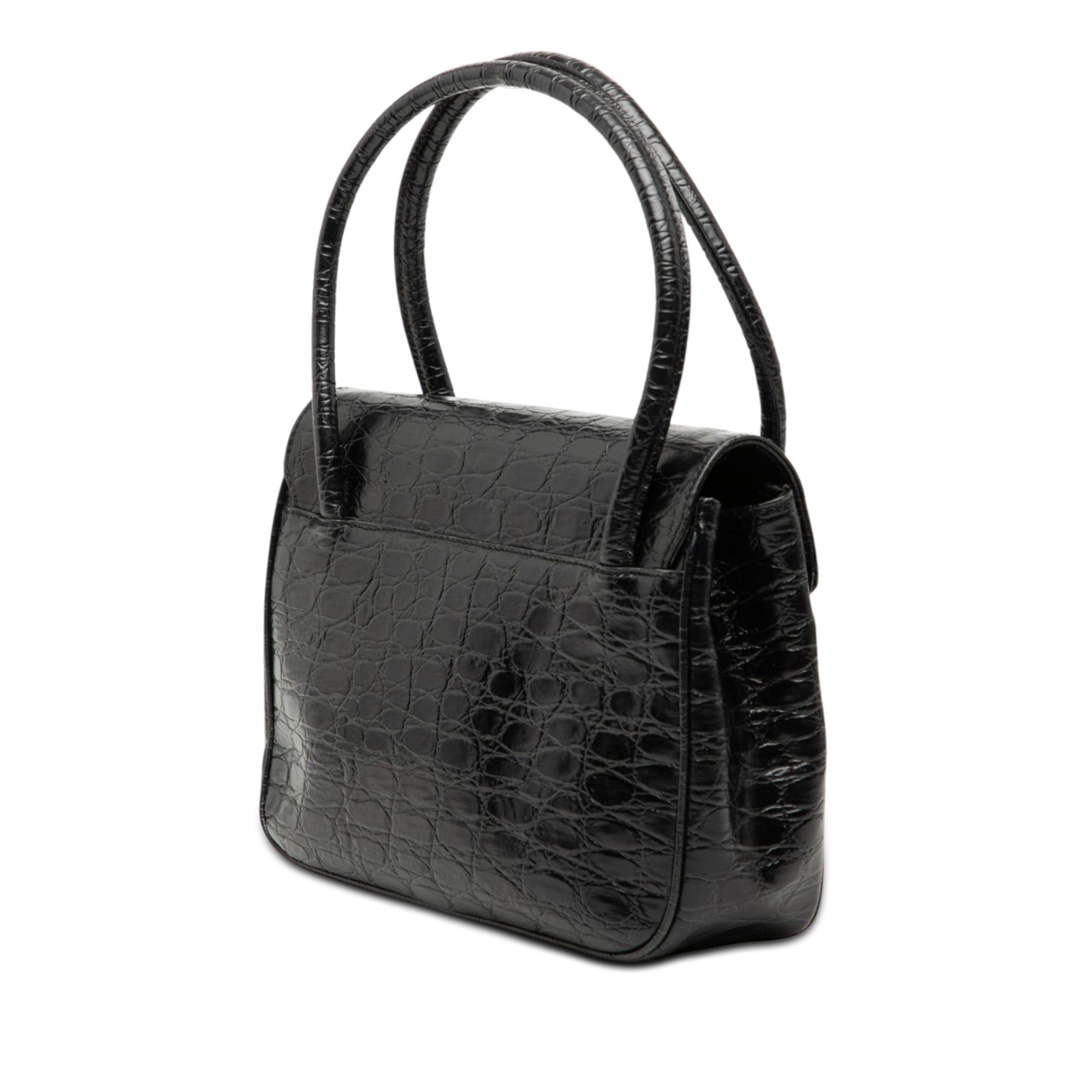 Salvatore Ferragamo Croc Embossed Vara Bow Top Handle Bag Size ONE SIZE - 2 Thumbnail