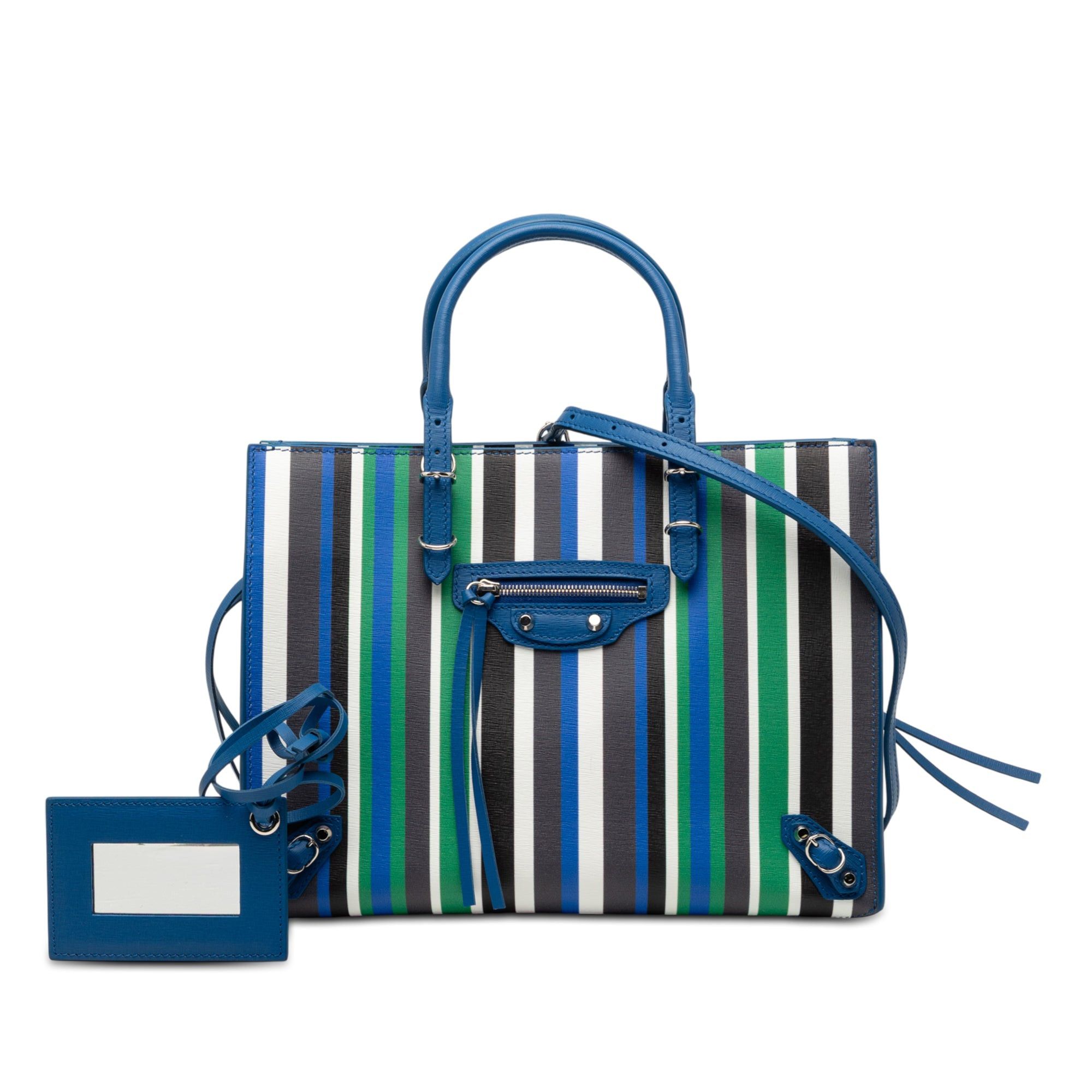 Balenciaga Mini Leather Striped Papier A6 Zip Around Satchel Size ONE SIZE - 8 Thumbnail