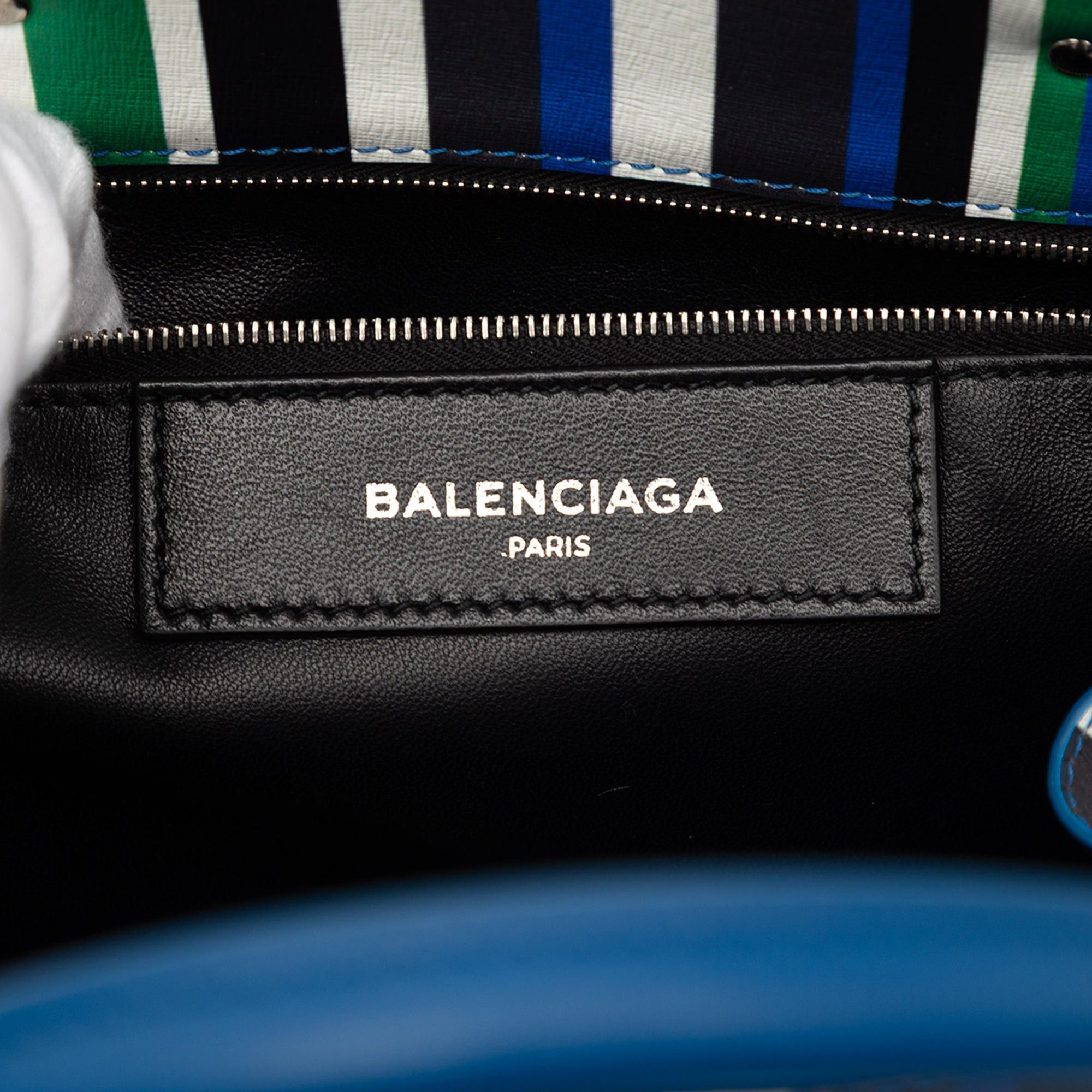 Balenciaga Mini Leather Striped Papier A6 Zip Around Satchel Size ONE SIZE - 5 Thumbnail