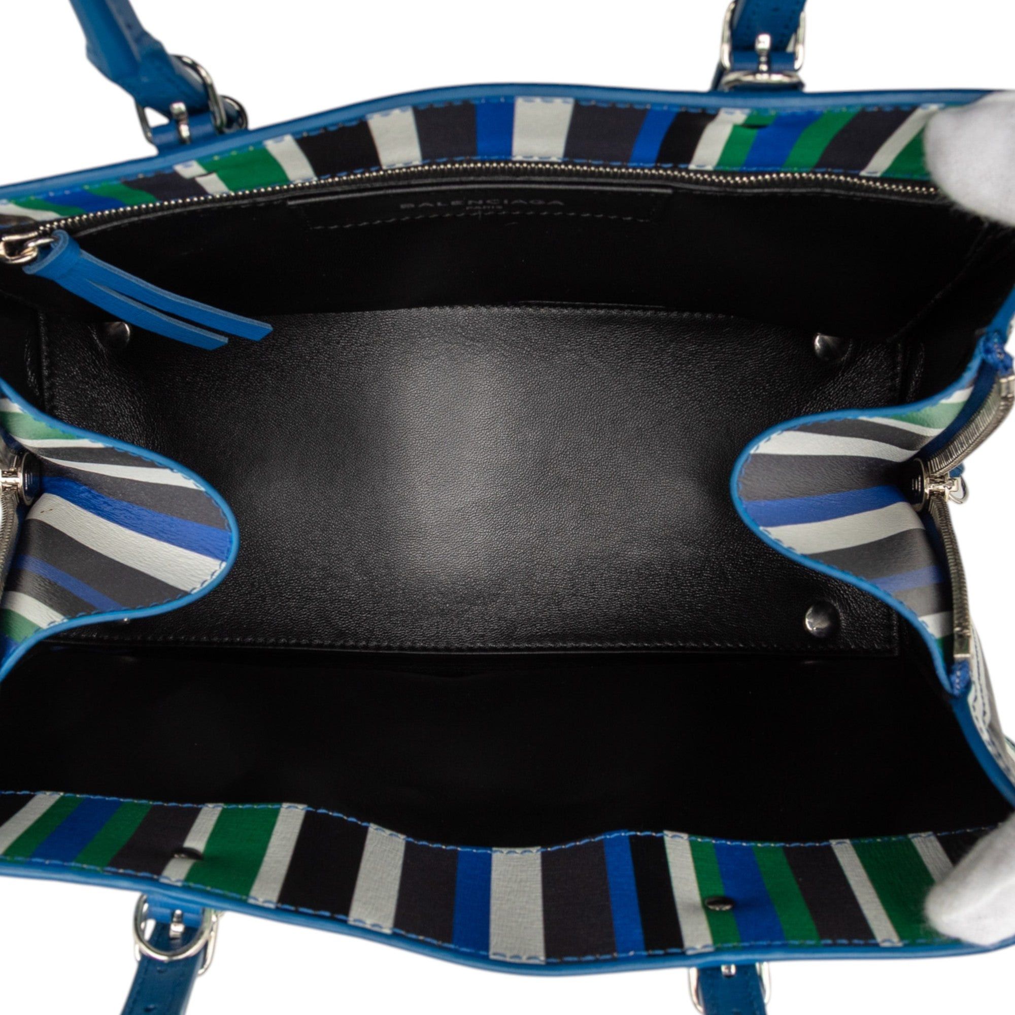 Balenciaga Mini Leather Striped Papier A6 Zip Around Satchel Size ONE SIZE - 4 Thumbnail