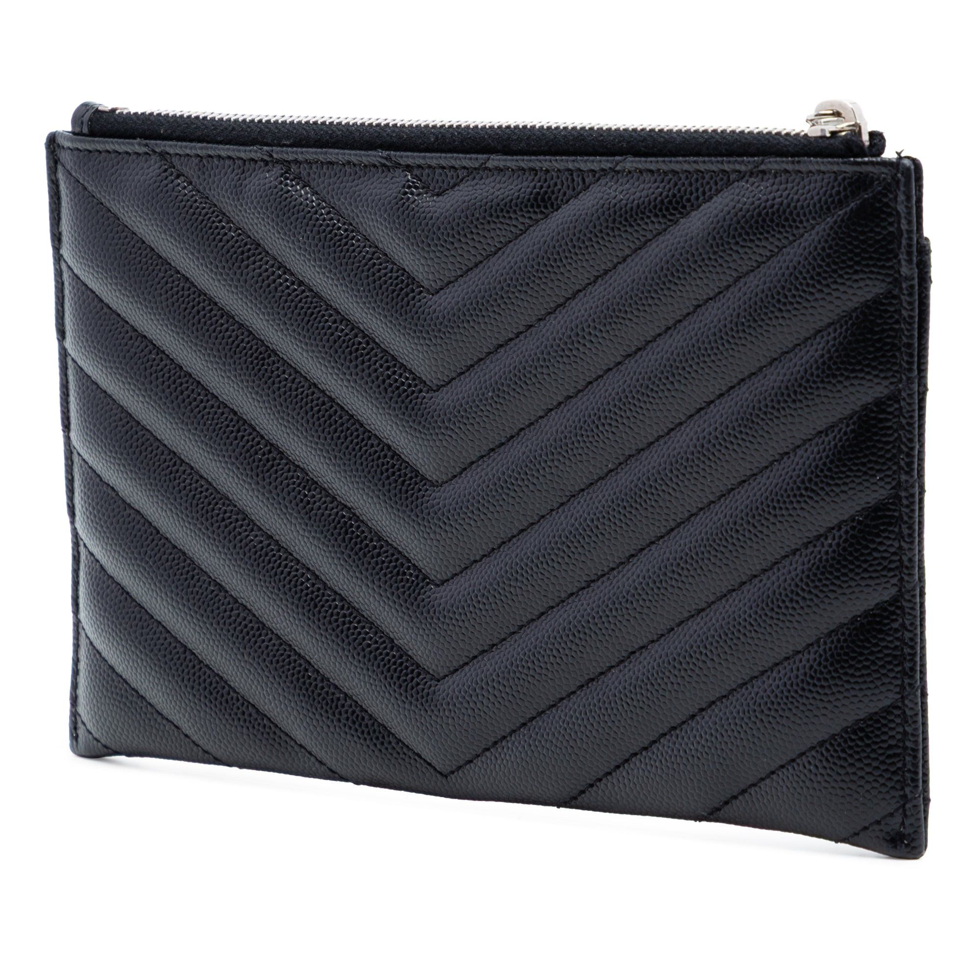 Saint Laurent Paris Grain De Poudre Chevron Monogram Bill Pouch Size ONE SIZE - 2 Thumbnail