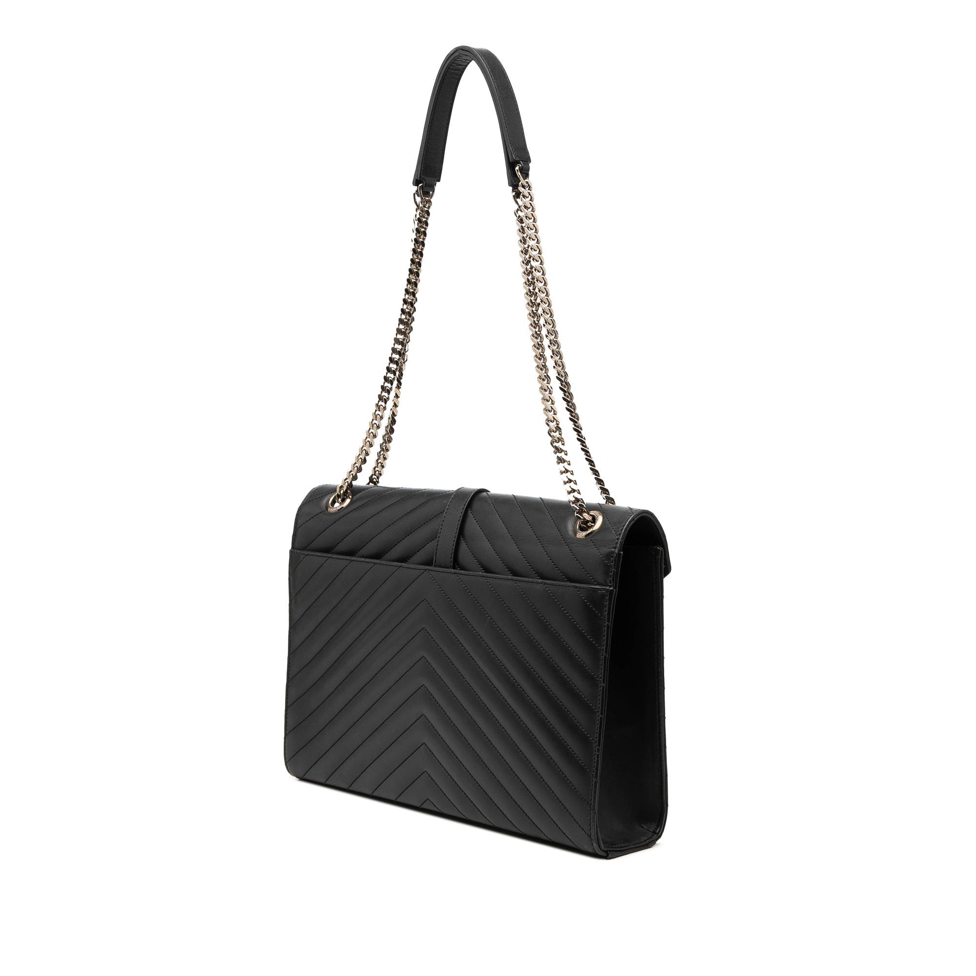 Saint Laurent Paris Large Calfskin Chevron Monogram Envelope Bag Size ONE SIZE - 2 Thumbnail