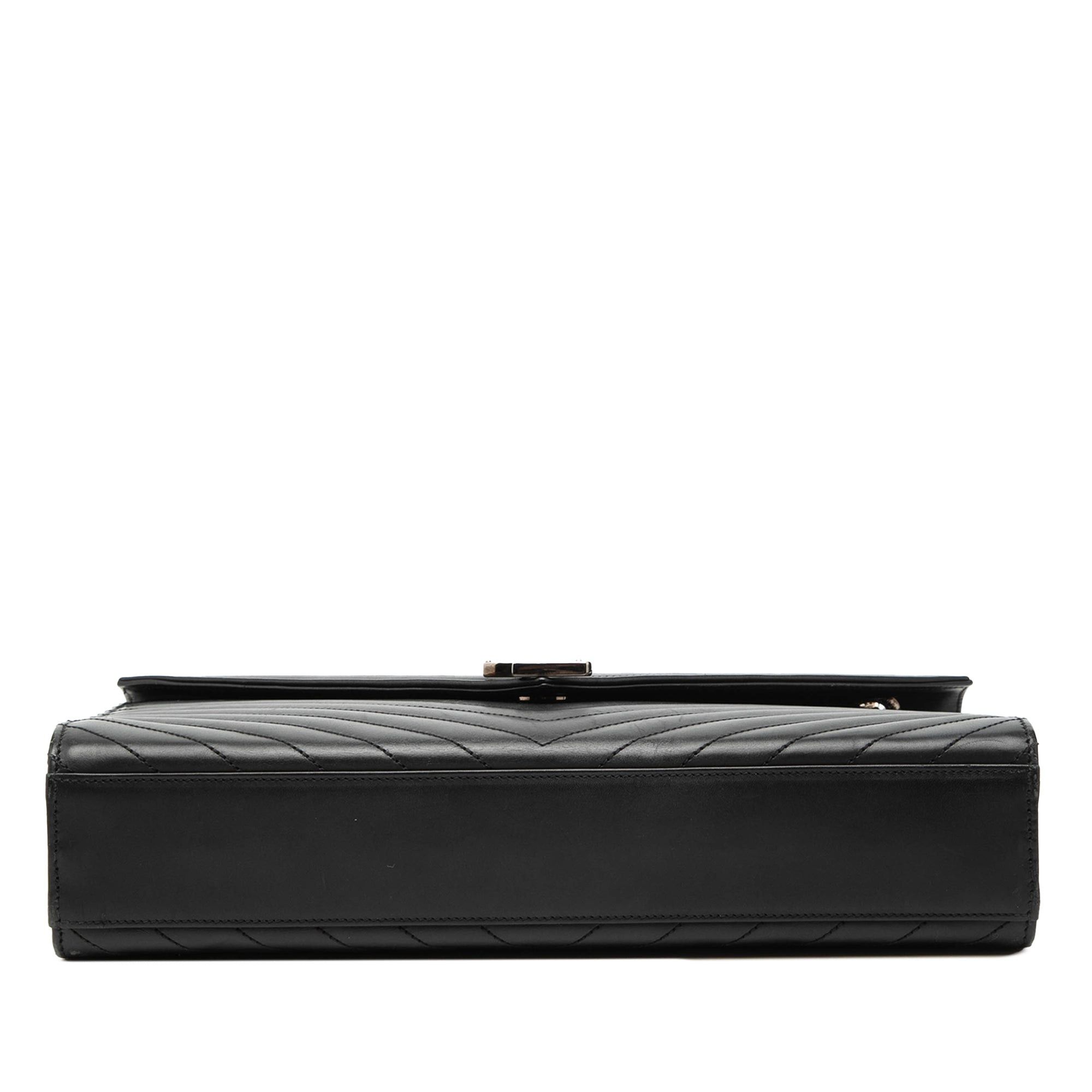 Saint Laurent Paris Large Calfskin Chevron Monogram Envelope Bag Size ONE SIZE - 3 Thumbnail