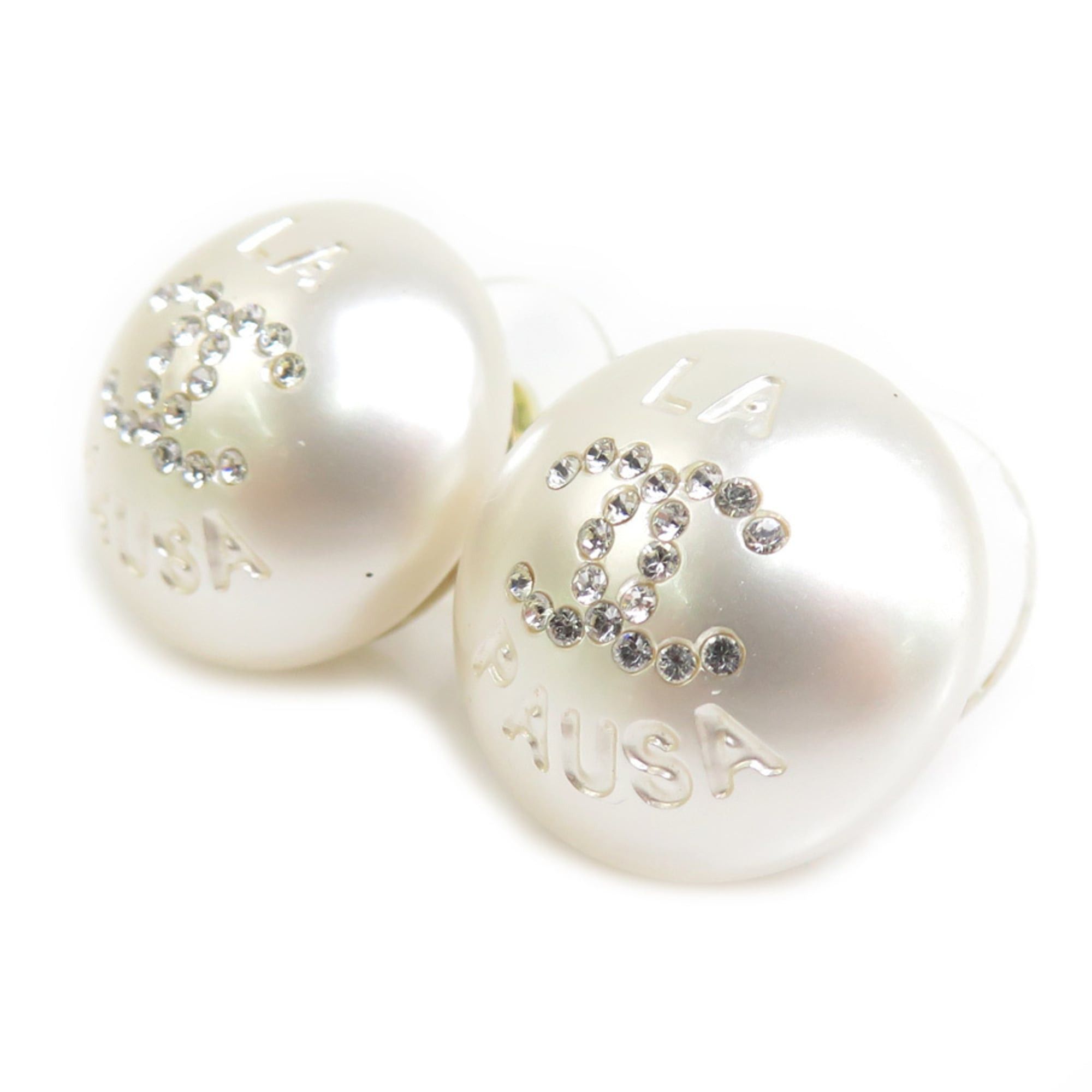 Chanel Chanel earrings, metal, faux pearl, pearl white, gold, women's, 56706i Size ONE SIZE - 2 Thumbnail