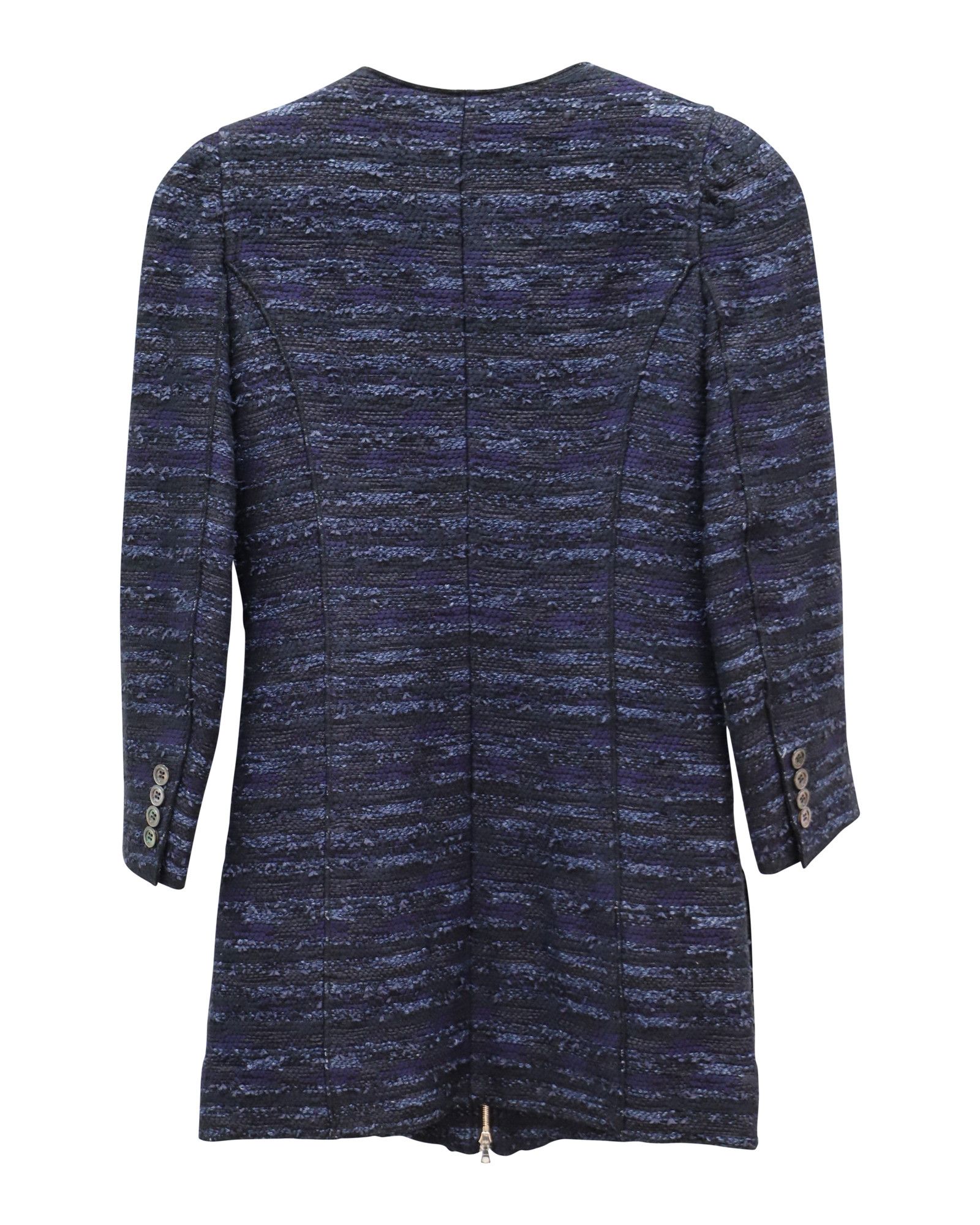 Nina Ricci Nina Ricci Front-Zip Jacket in Navy Blue Acrylic Tweed Size XS / US 0-2 / IT 36-38 - 2 Thumbnail