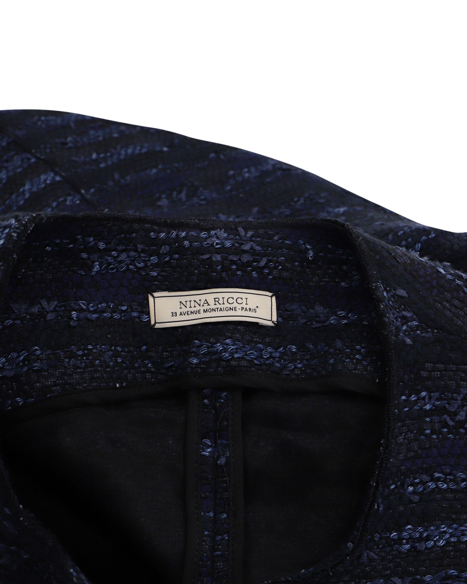 Nina Ricci Nina Ricci Front-Zip Jacket in Navy Blue Acrylic Tweed Size XS / US 0-2 / IT 36-38 - 3 Thumbnail