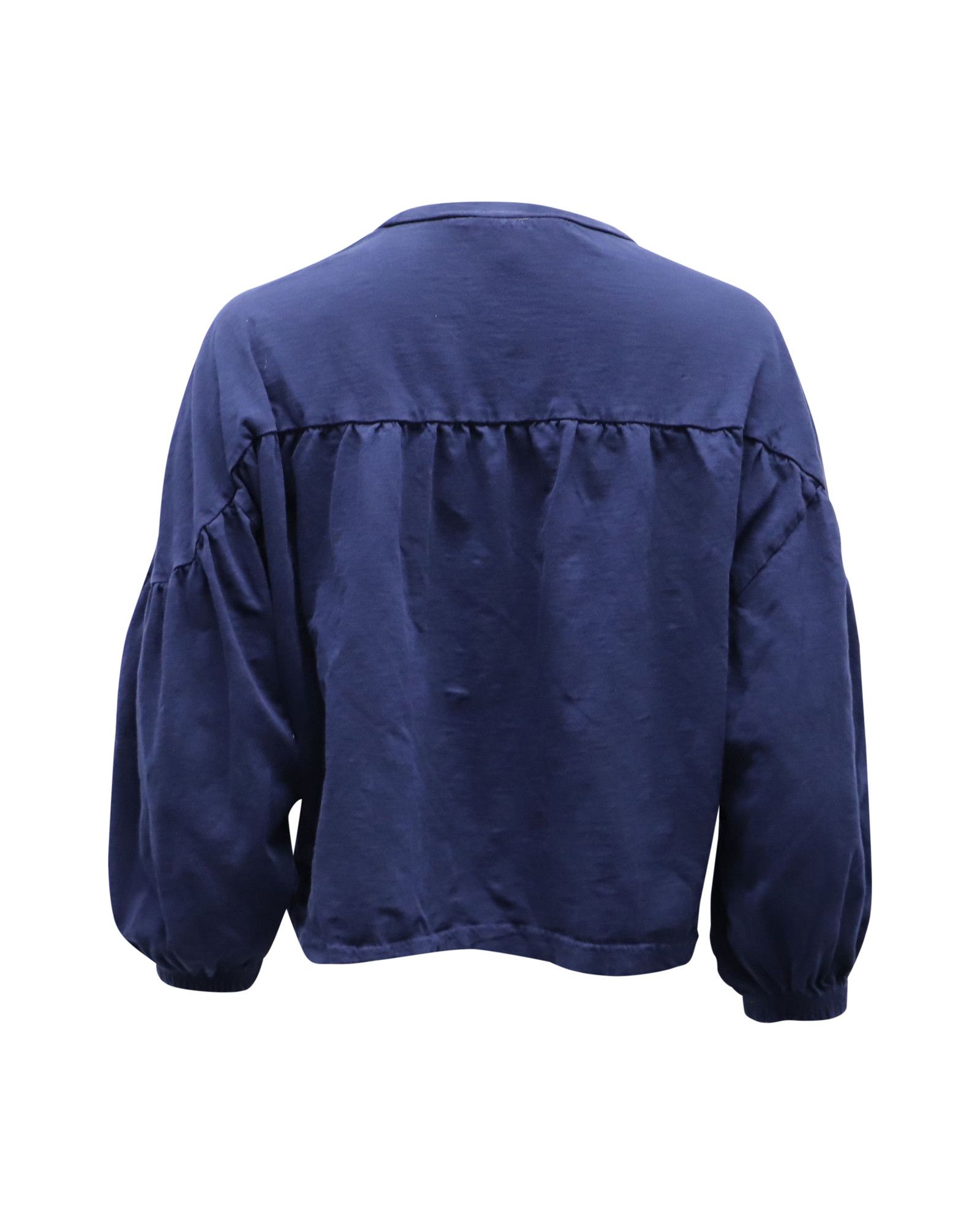 Apiece Apart Apiece Apart Vida Gathered Blouse in Navy Blue Cotton Size XS / US 0-2 / IT 36-38 - 3 Thumbnail
