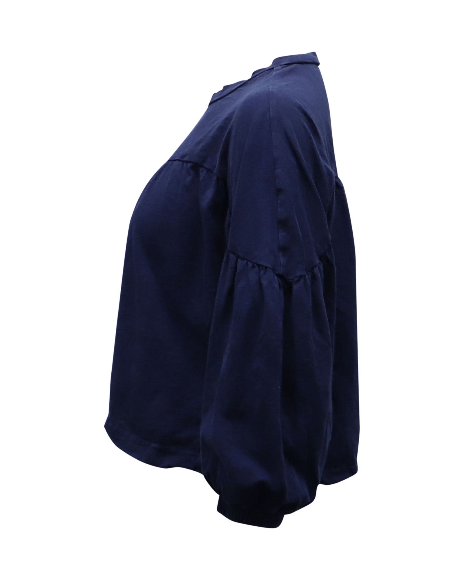 Apiece Apart Apiece Apart Vida Gathered Blouse in Navy Blue Cotton Size XS / US 0-2 / IT 36-38 - 2 Thumbnail
