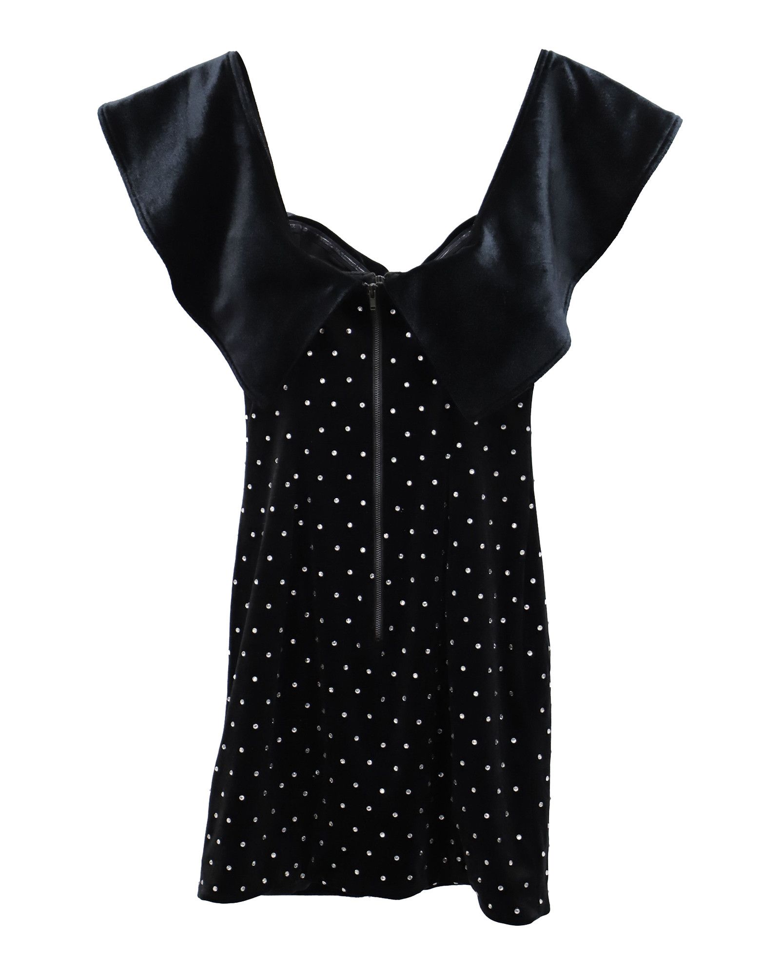 Self-Portrait Self-Portrait Crystal Embellished Mini Dress in Black Velvet Size XS / US 0-2 / IT 36-38 - 2 Thumbnail