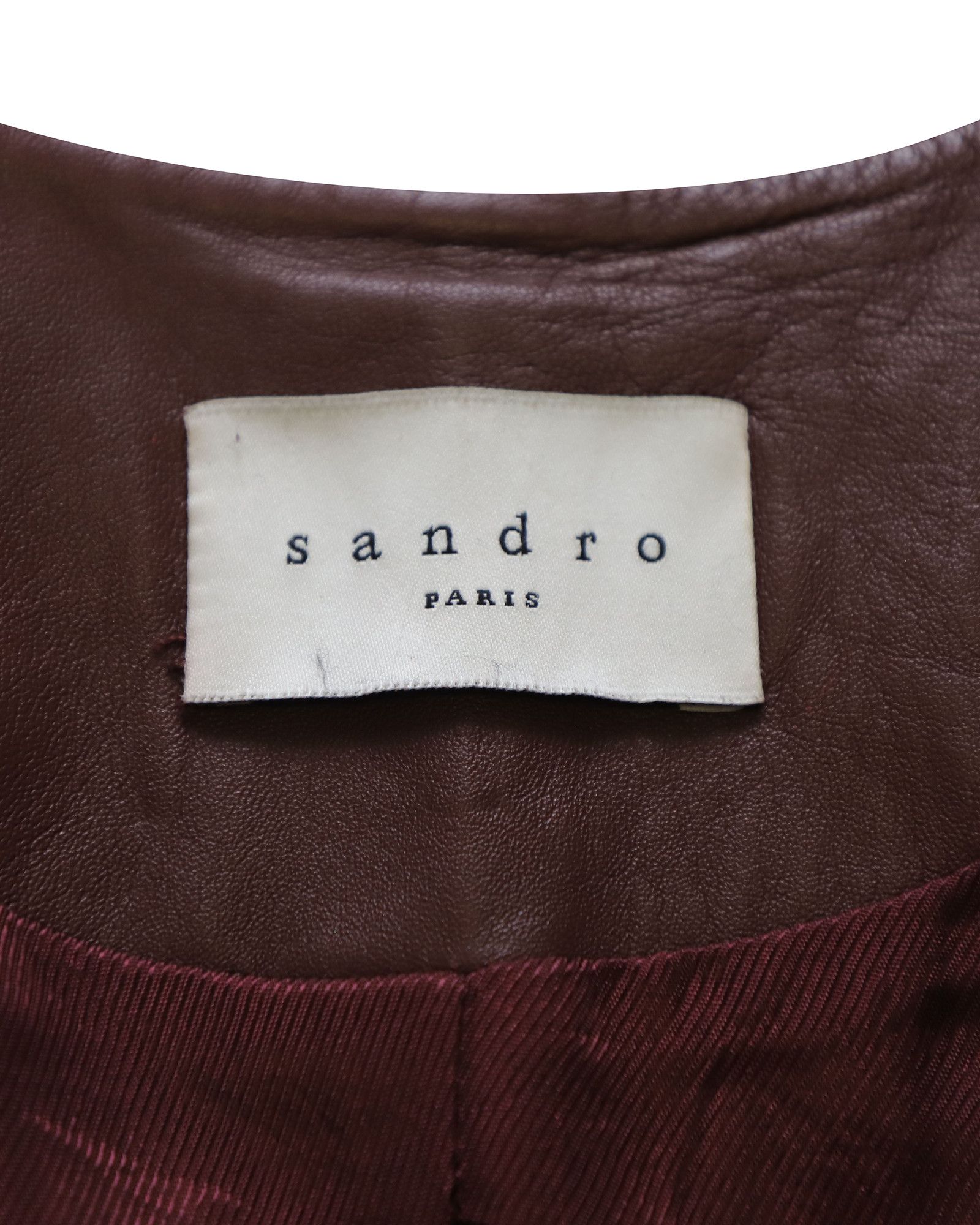 Sandro Sandro Paris Zipper Trim Jacket in Burgundy Leather Size XXS / US 00 / IT 34 - 7 Thumbnail