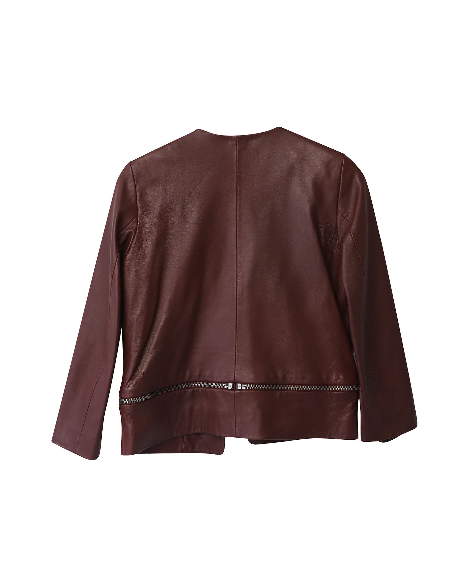 Sandro Sandro Paris Zipper Trim Jacket in Burgundy Leather Size XXS / US 00 / IT 34 - 5 Thumbnail