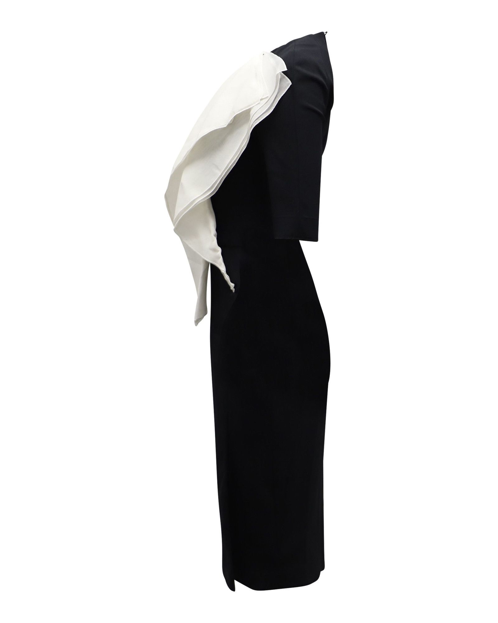 Antonio Berardi Antonio Berardi Contrast Ruffle Sheath Dress in Black Acetat Size XXS / US 00 / IT 34 - 2 Thumbnail