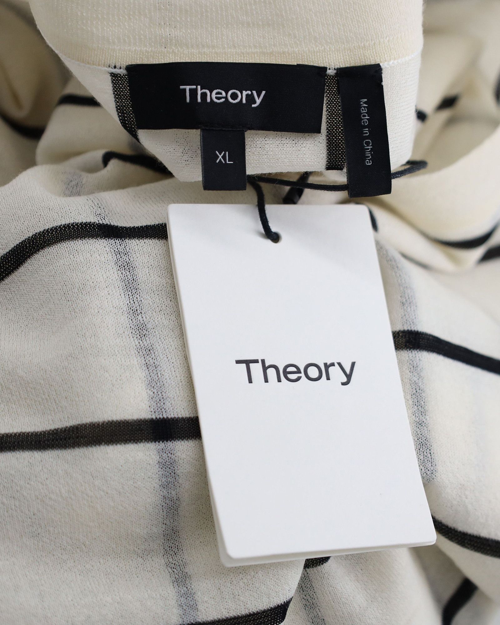 Theory Theory Grid Print Sweater in Eggshell White Wool Blend Size XL / US 12-14 / IT 48-50 - 4 Thumbnail
