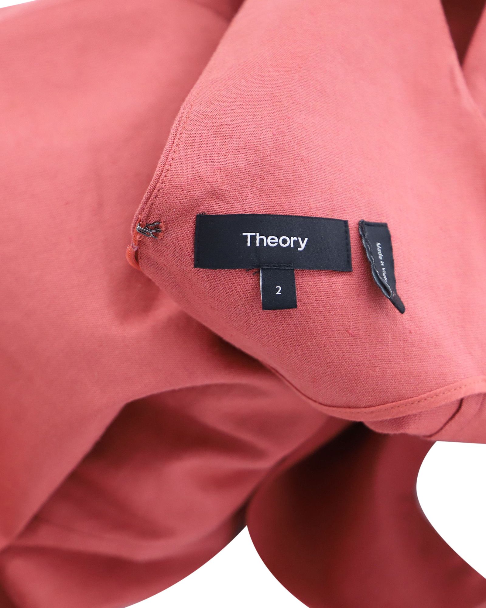 Theory Theory Slip V-neck Midi Dress in Red Orange Linen Size XS / US 0-2 / IT 36-38 - 4 Thumbnail