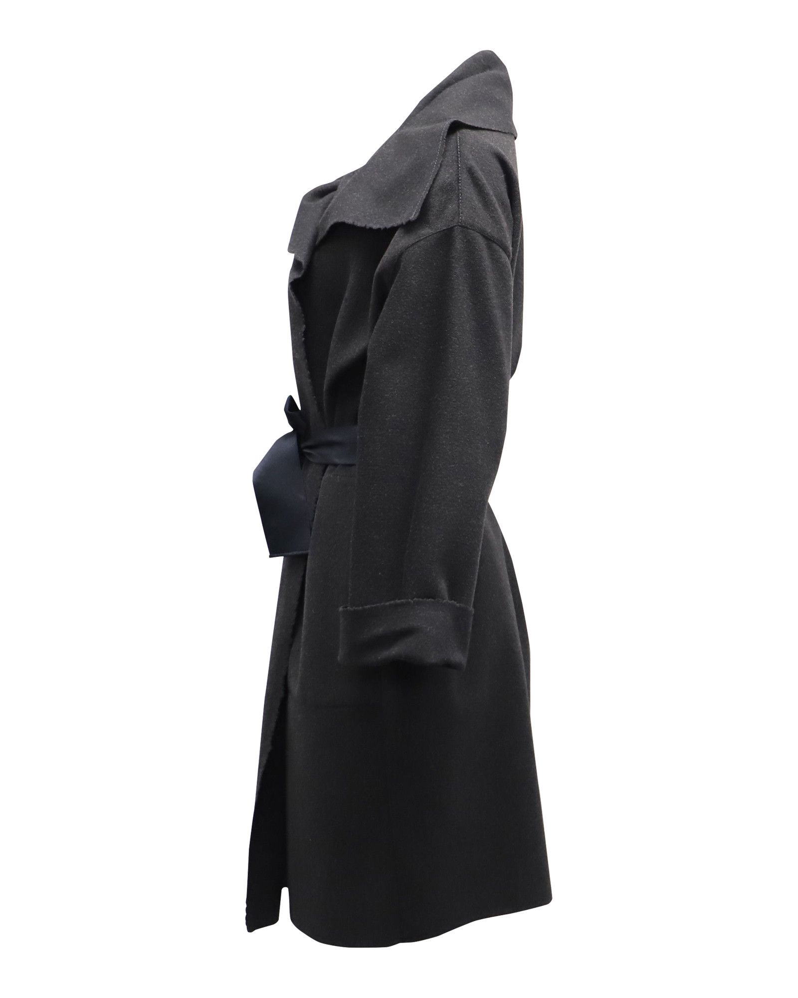 Lanvin Lanvin Shawl Long Coat in Black Wool Size M / US 6-8 / IT 42-44 - 2 Thumbnail