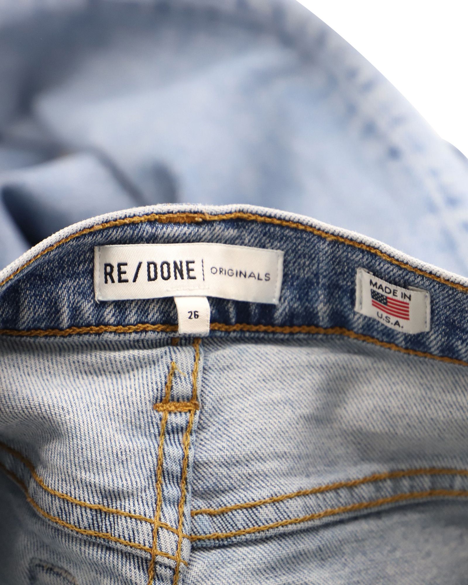 RE/DONE RE/DONE Straight Leg Jeans in Light Blue Cotton Size 26" / US 2 / IT 38 - 3 Thumbnail